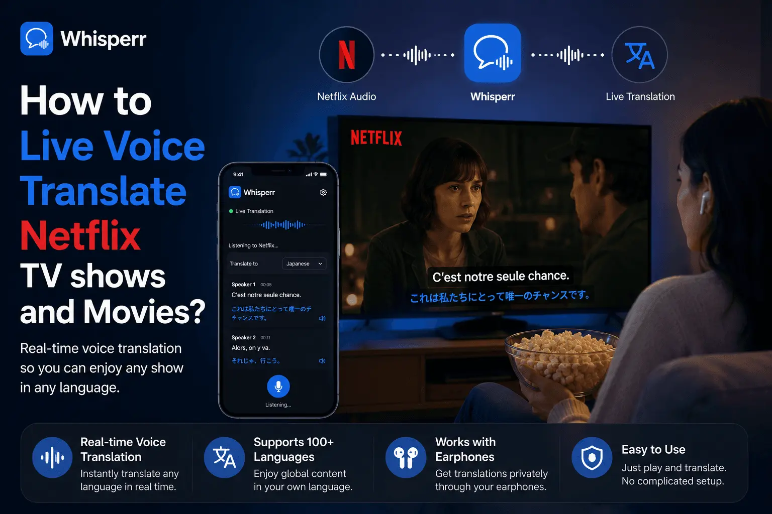 How to Live Voice Translate Netflix TV shows and Movies Hero