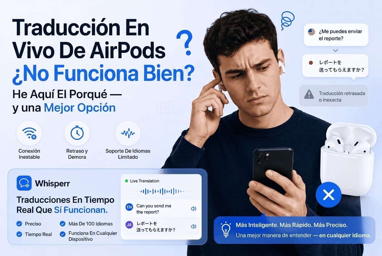 La traducción en vivo de los AirPods no funciona bien: por qué y qué usar en su lugar