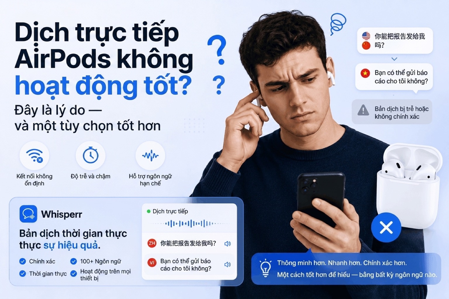 Dịch trực tiếp trên AirPods không chạy tốt? Đây là lý do, và một lựa chọn tốt hơn