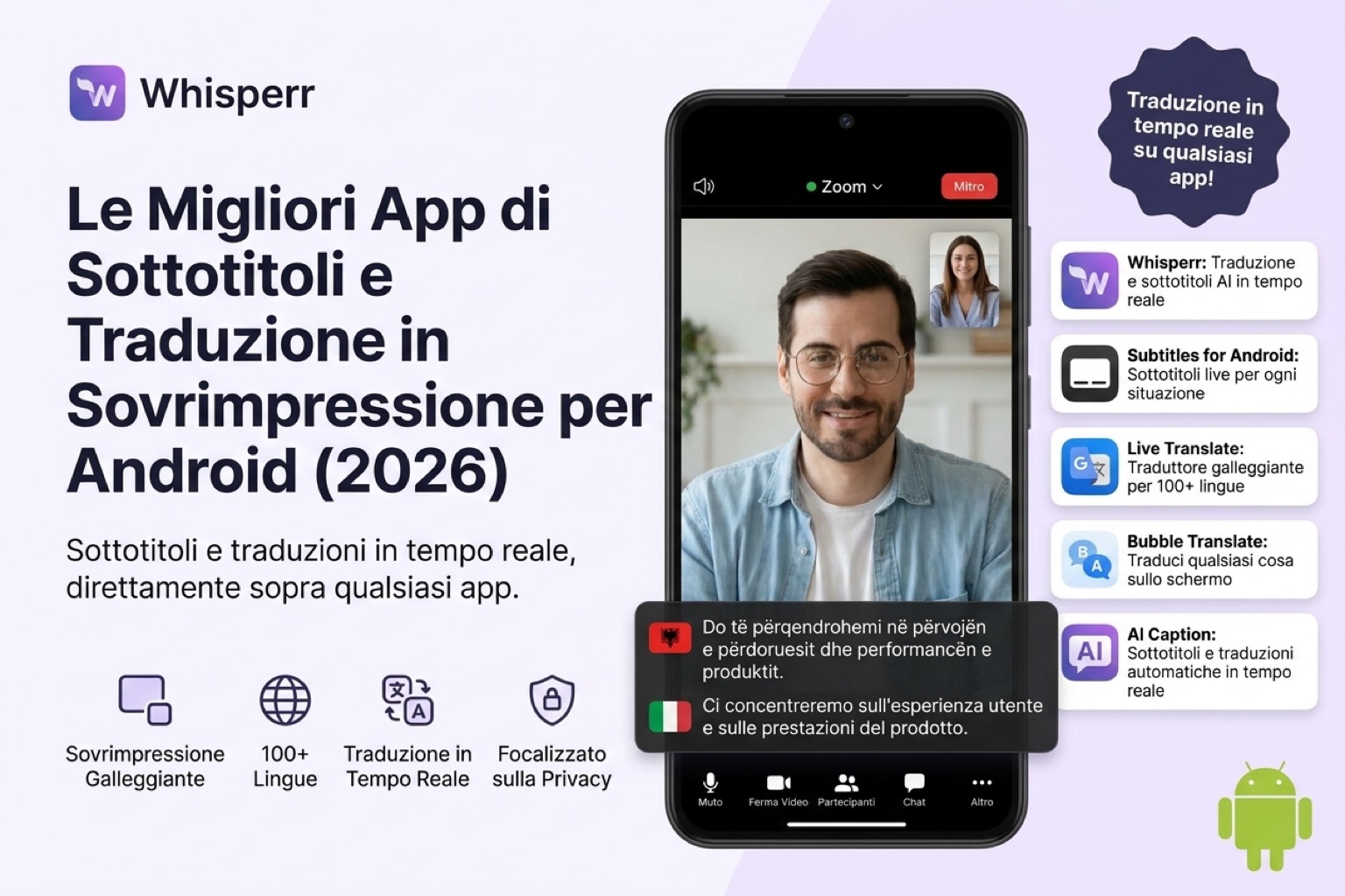 Le migliori app di sottotitoli flottanti e overlay di traduzione per Android (2026)