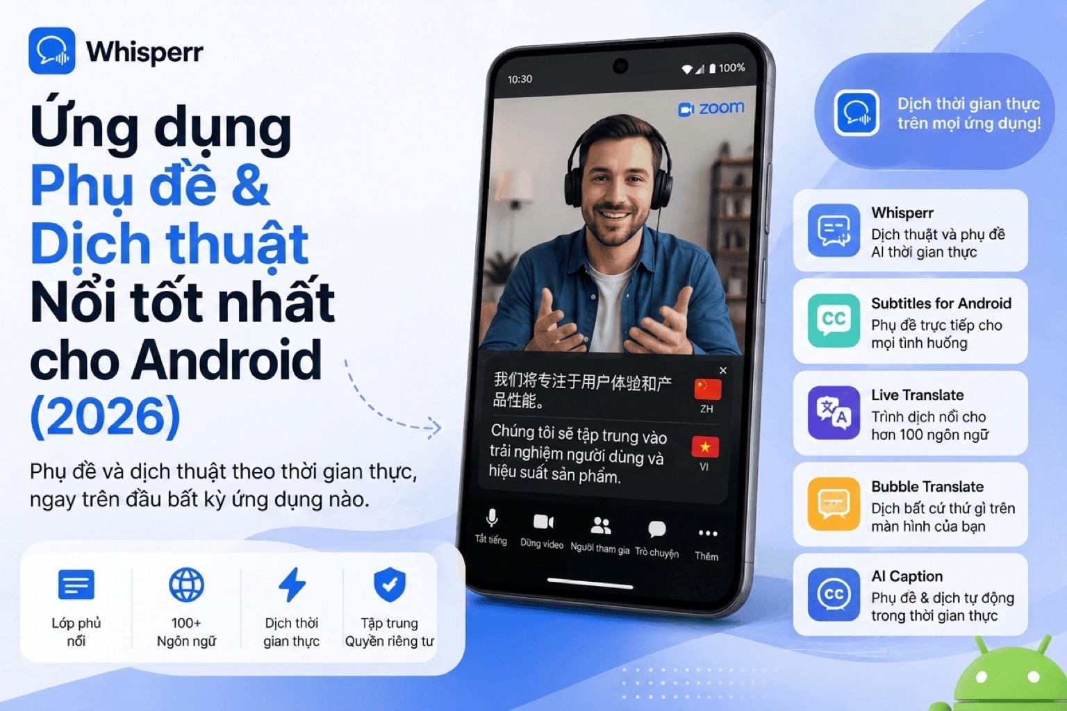 Ứng dụng phụ đề nổi và lớp phủ dịch tốt nhất cho Android (2026)