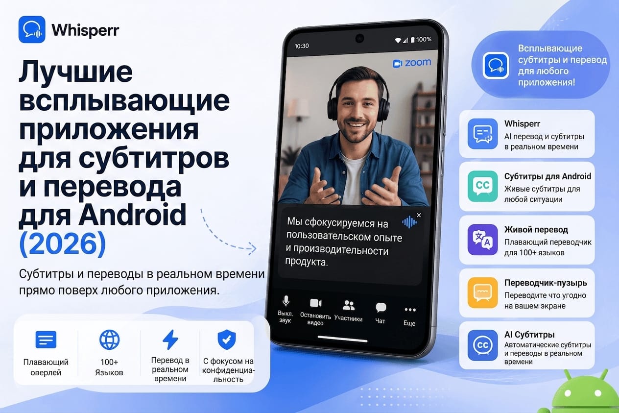 Лучшие приложения с плавающими субтитрами и переводом поверх экрана на Android в 2026 году
