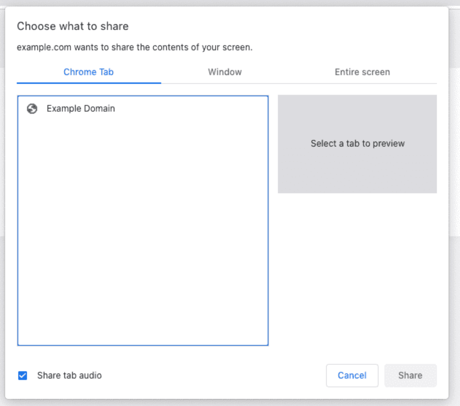 Chrome Screen Capture Share Popup