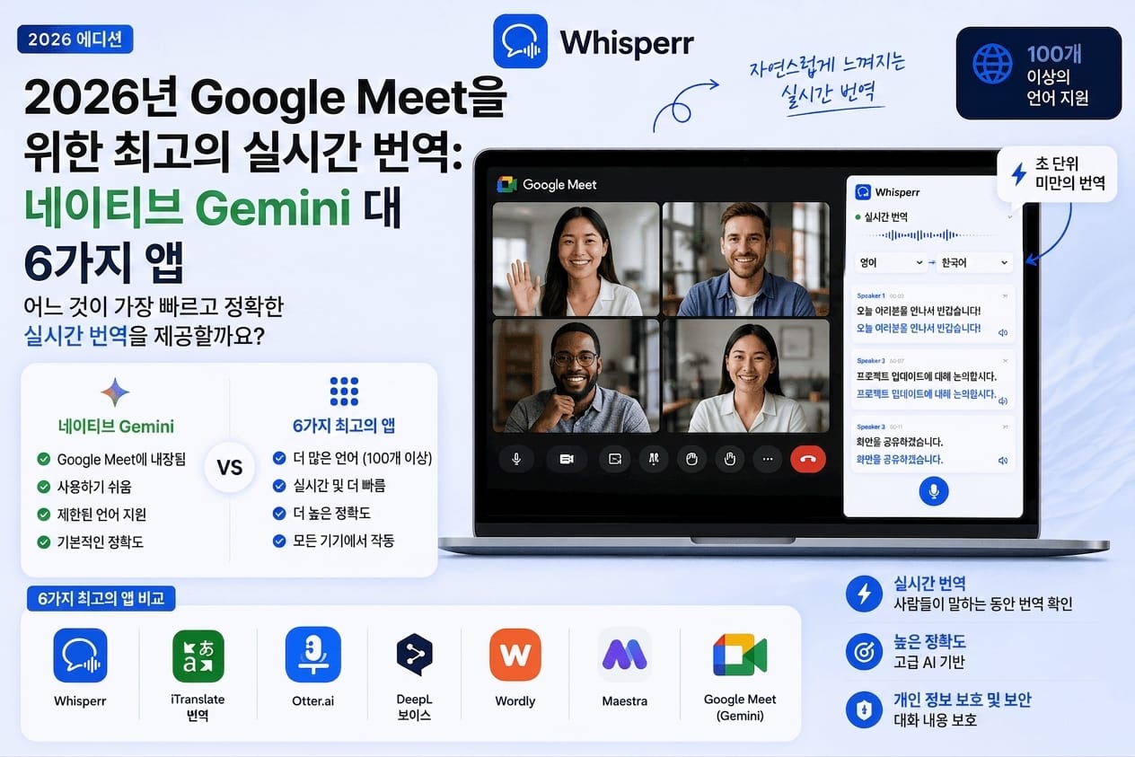구글 미트 실시간 번역 2026년판 기본 기능과 앱 6종 비교