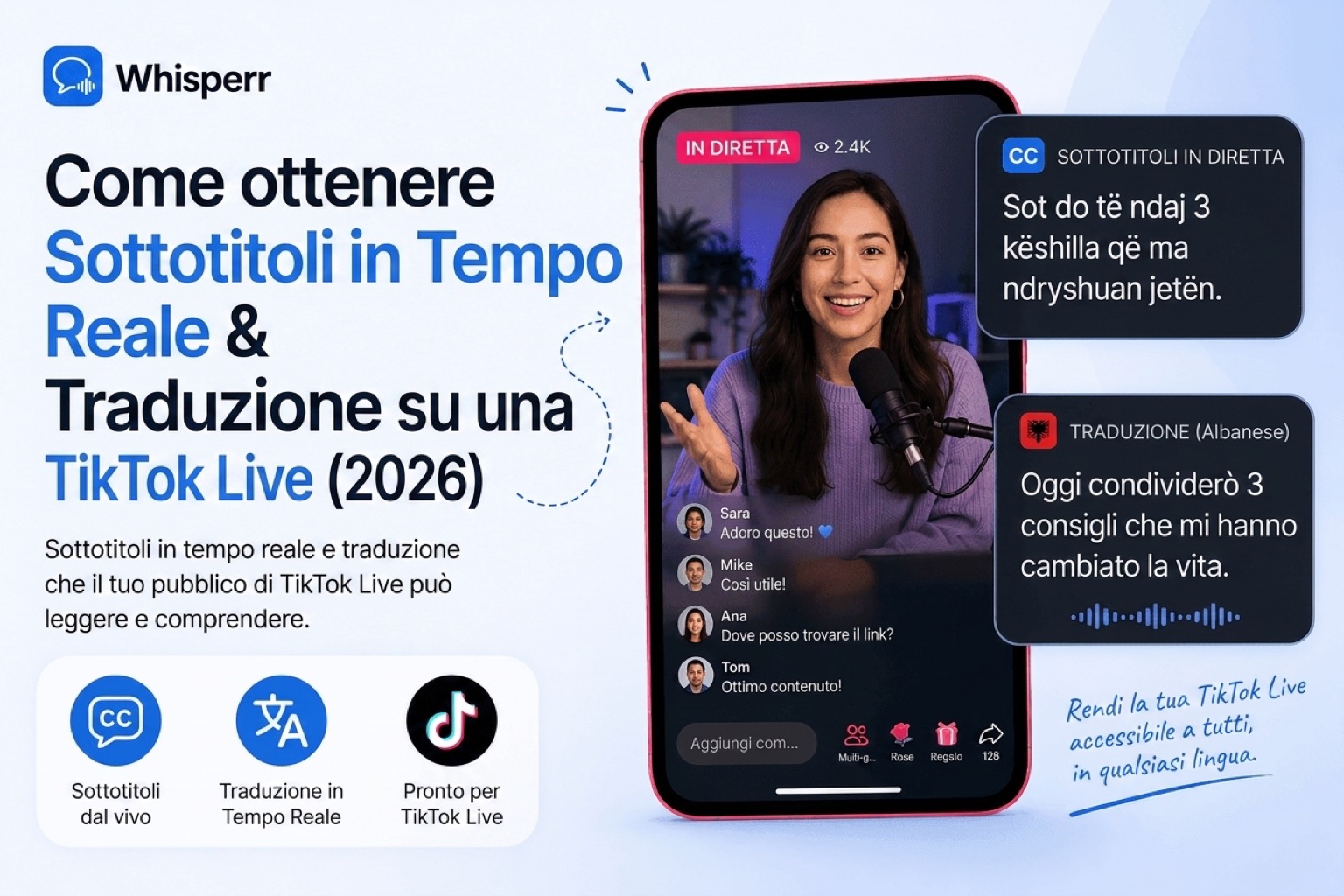 Come avere sottotitoli e traduzione dal vivo su una diretta TikTok (2026)