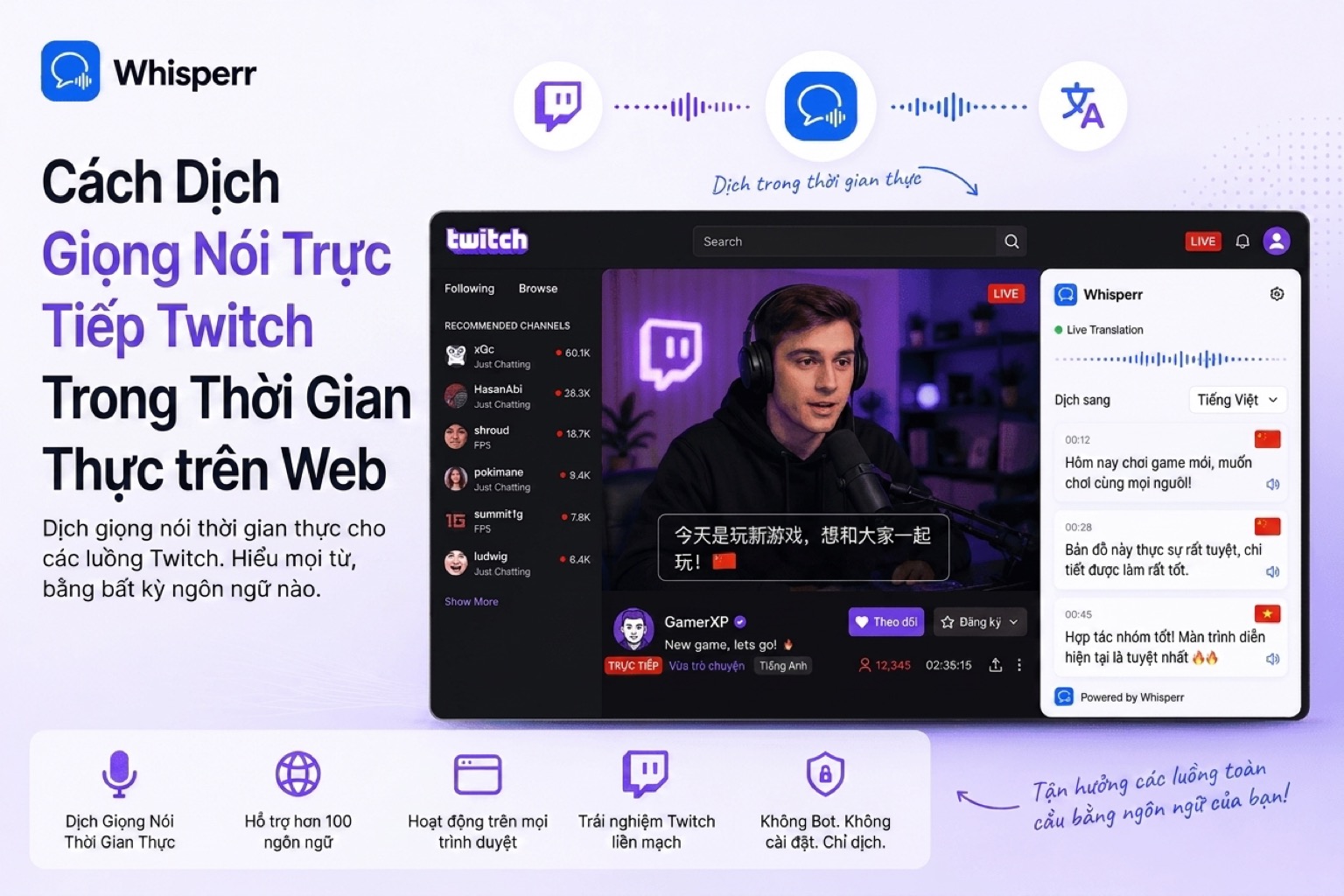 Cách dịch giọng nói trực tiếp trên Twitch theo thời gian thực