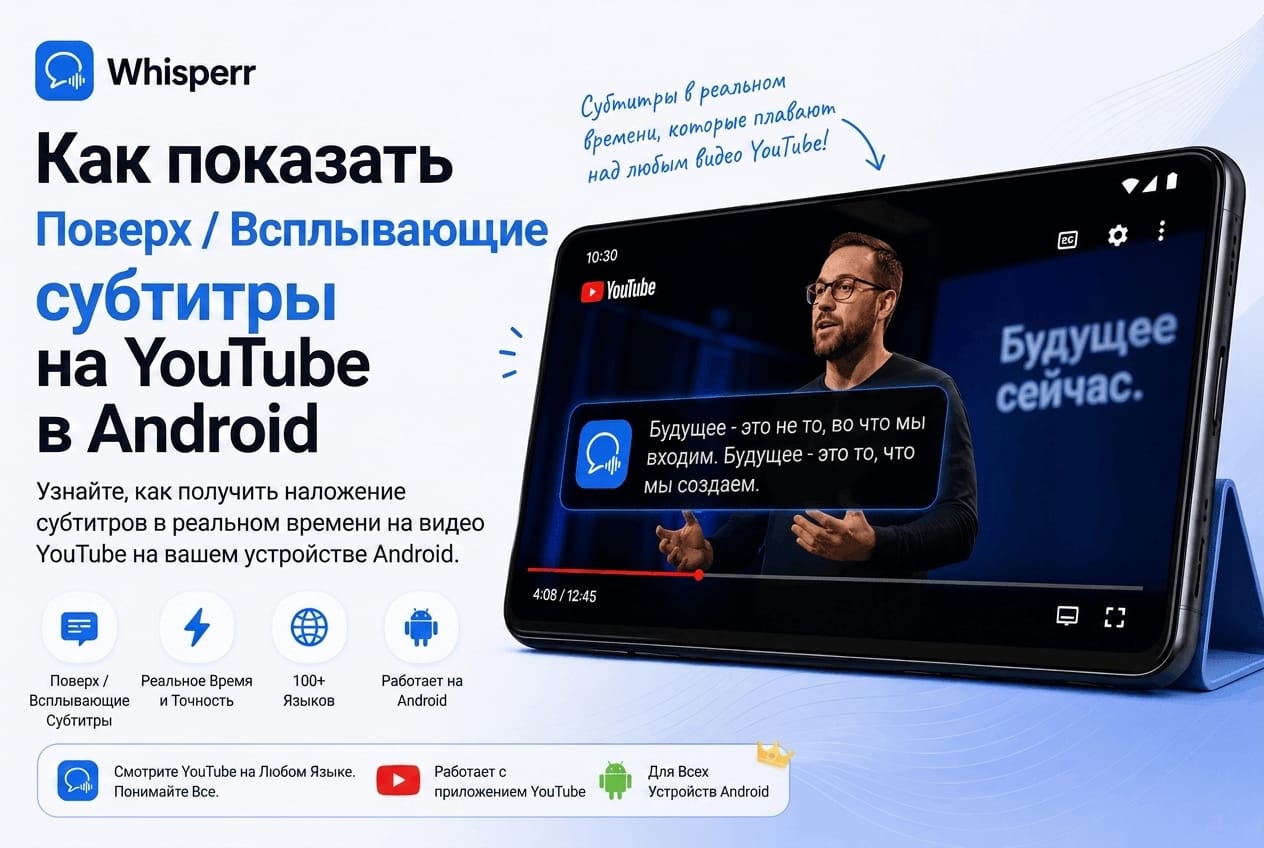 Как включить плавающие субтитры с переводом на YouTube в Android