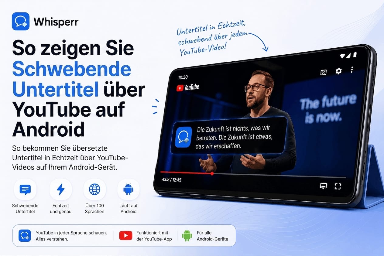 Schwebende Untertitel über YouTube auf Android anzeigen