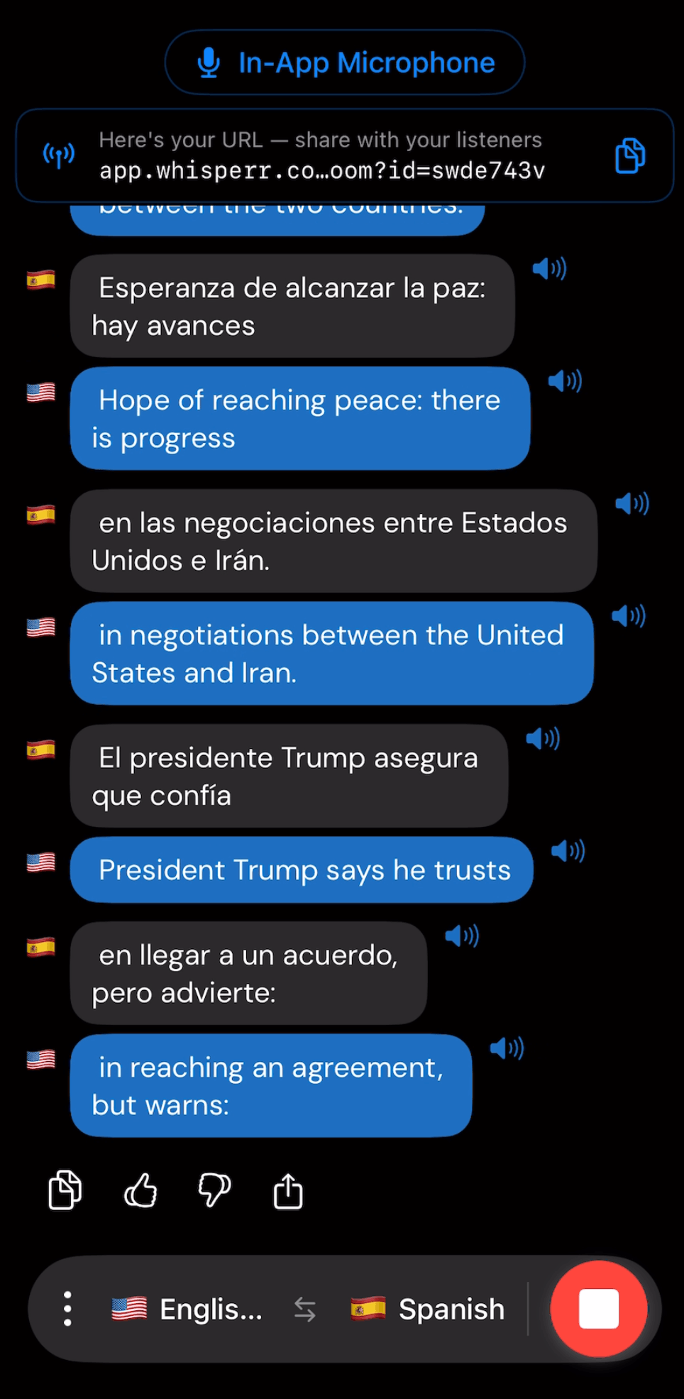 Spanish to English iPhone Dark Mode Translation.png