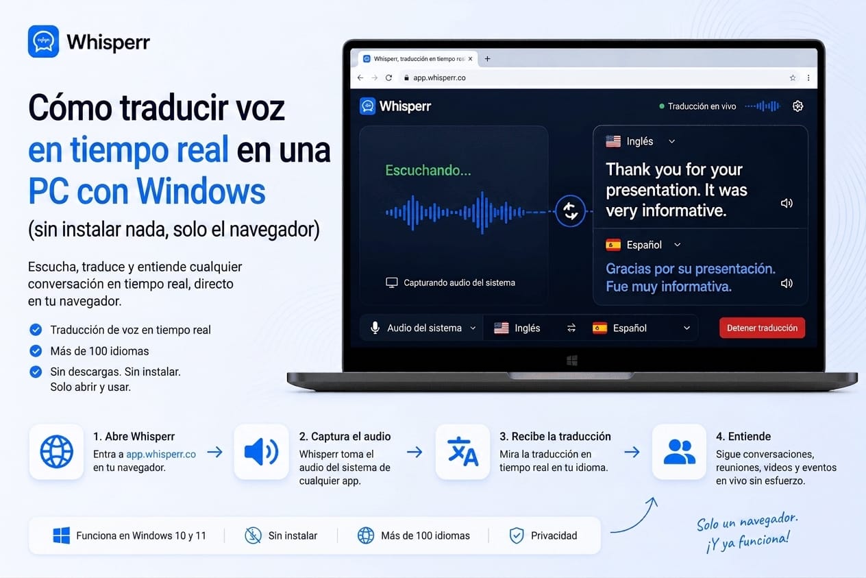 Cómo traducir voz en tiempo real en una PC con Windows sin instalar nada