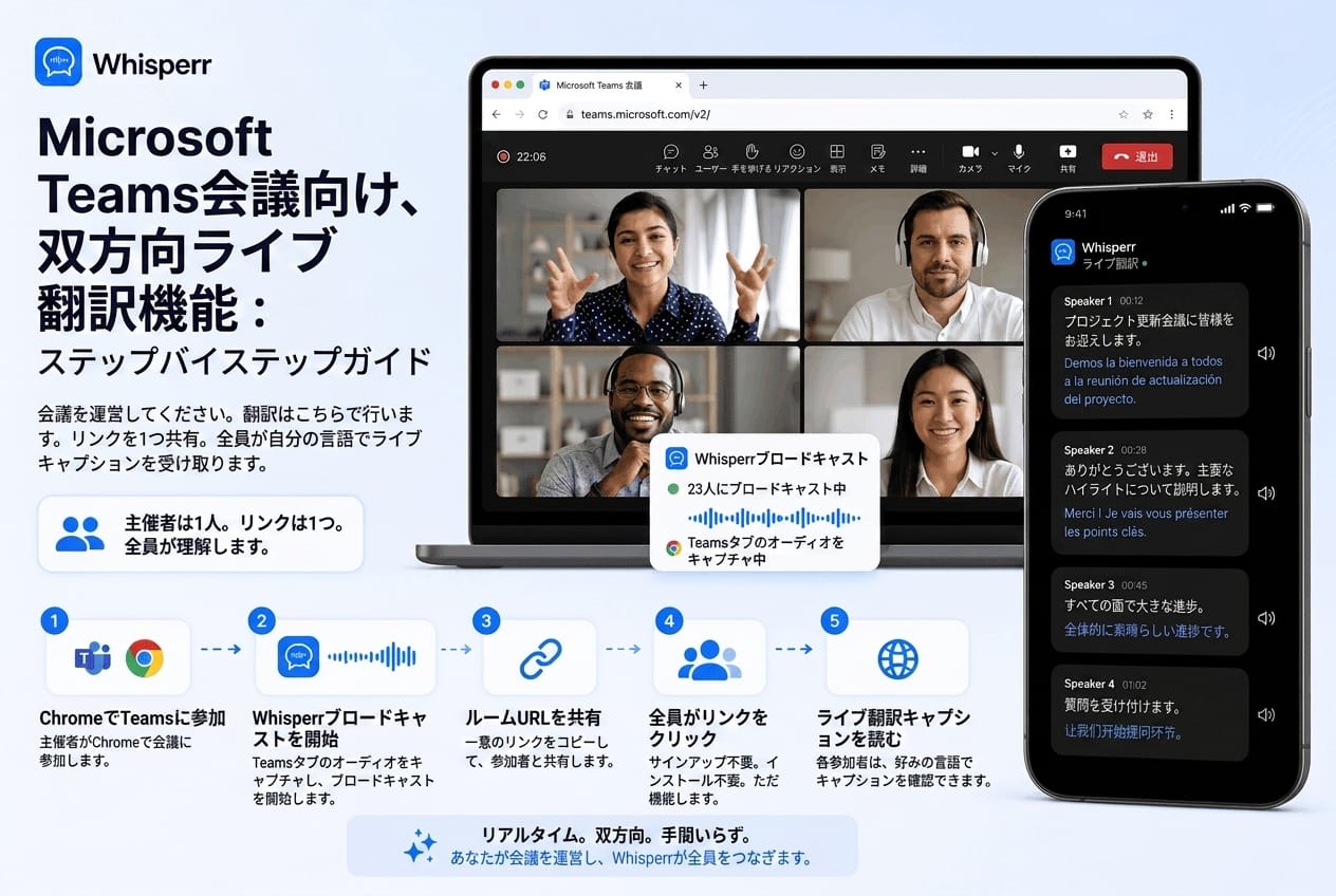 【完全ガイド】Microsoft Teams会議でリアルタイム双方向翻訳を実現する方法