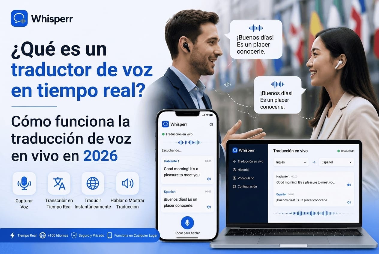 ¿Qué es un traductor de voz en tiempo real? Cómo funciona la traducción de voz en directo en 2026