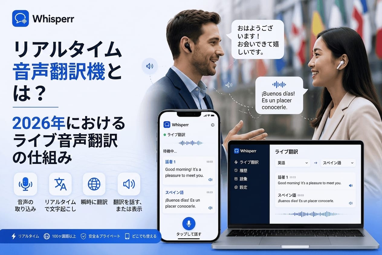 リアルタイム音声翻訳とは？仕組みと使いどころ【2026年版】
