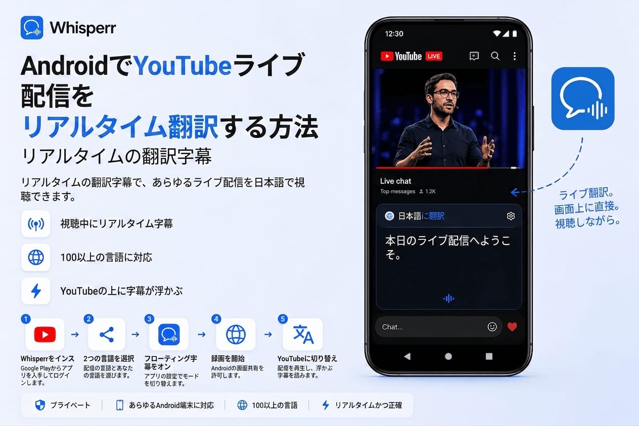 AndroidでYouTubeライブ配信をリアルタイム翻訳する方法