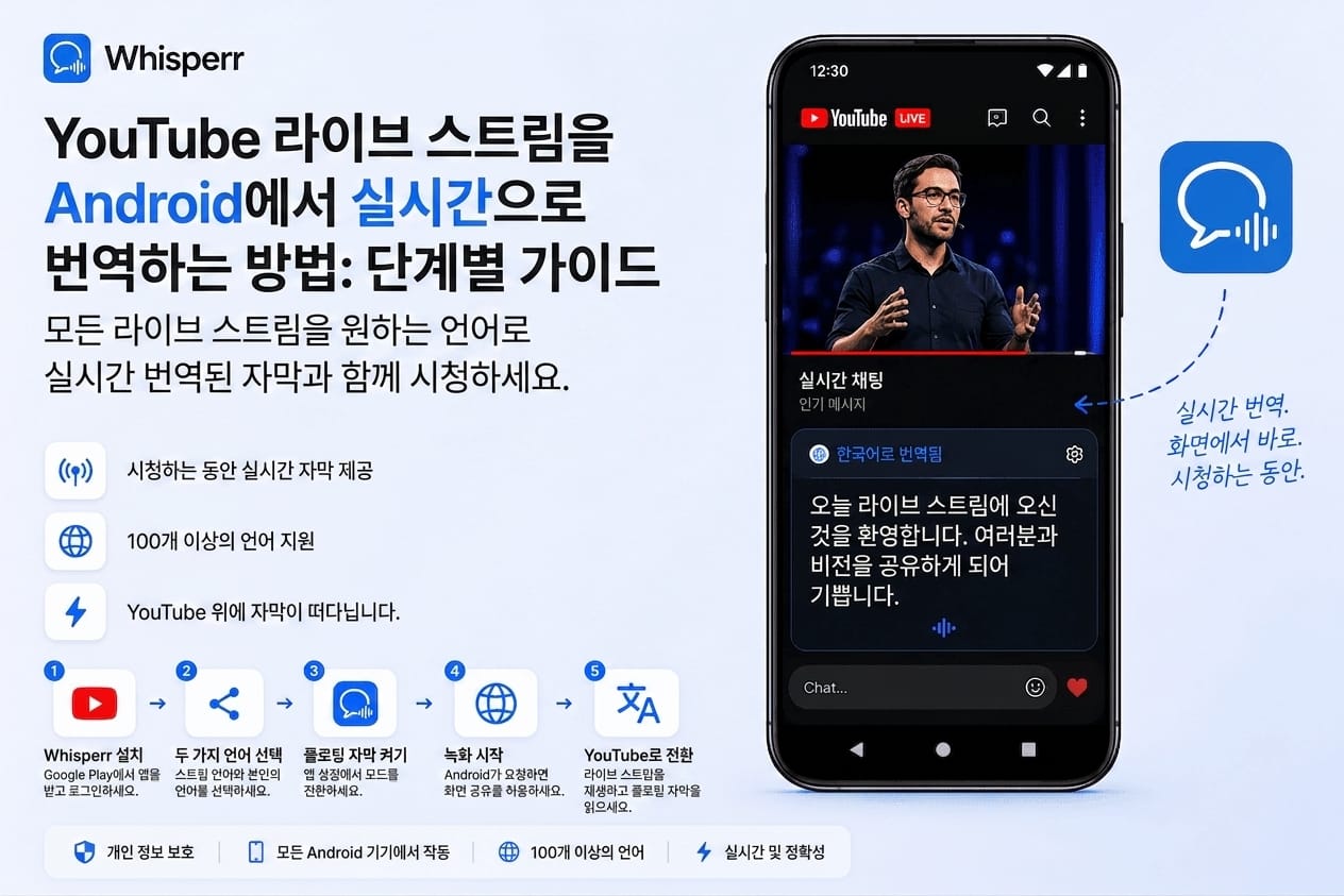 안드로이드에서 유튜브 라이브 방송을 실시간 번역하는 방법
