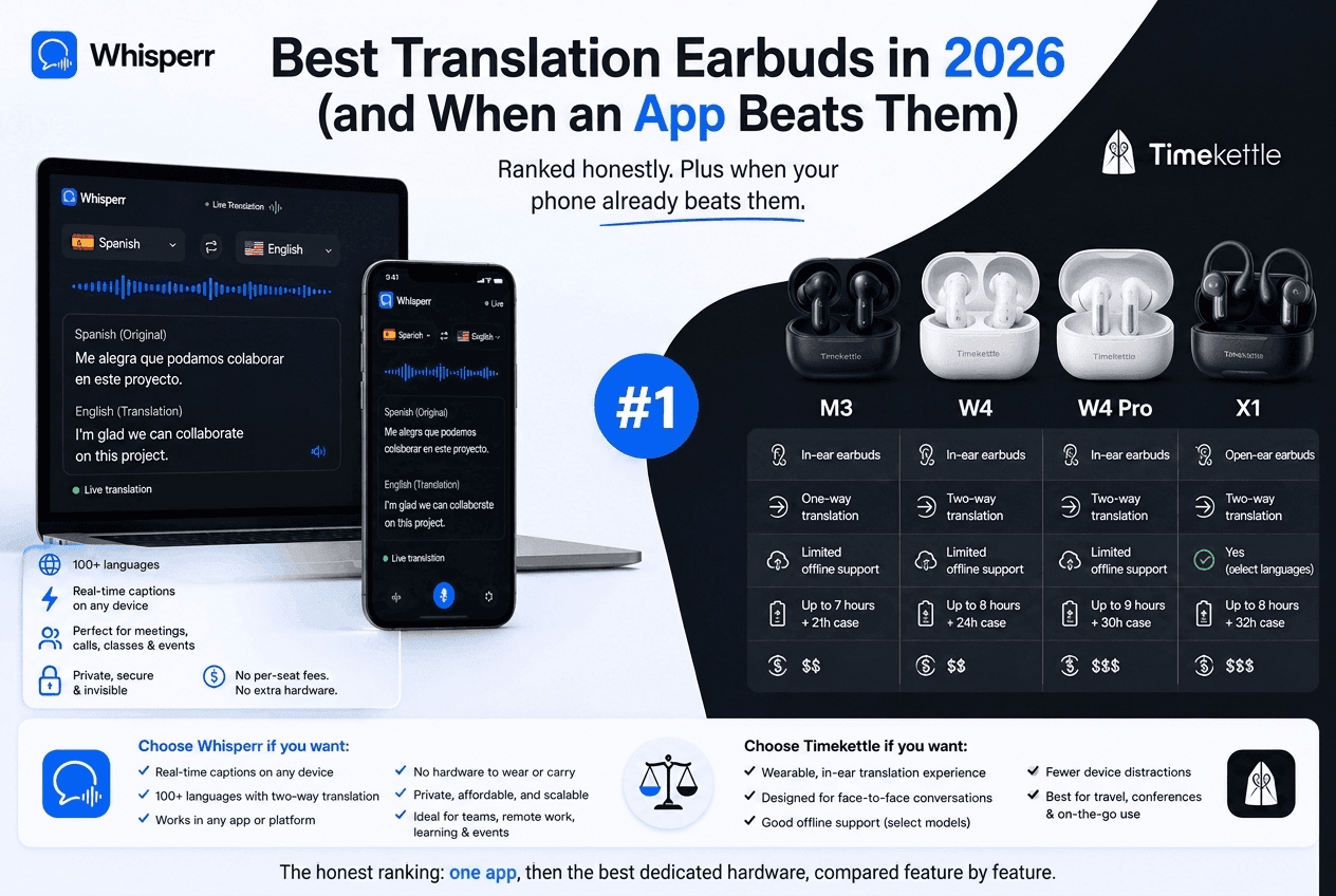 7 Best Translation Earbuds in 2026: Real-Time Translators Compared (and When an App Wins)