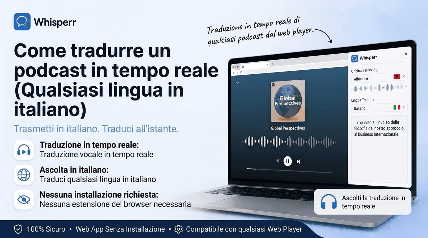 Come tradurre un podcast in tempo reale (da qualsiasi lingua all'italiano)