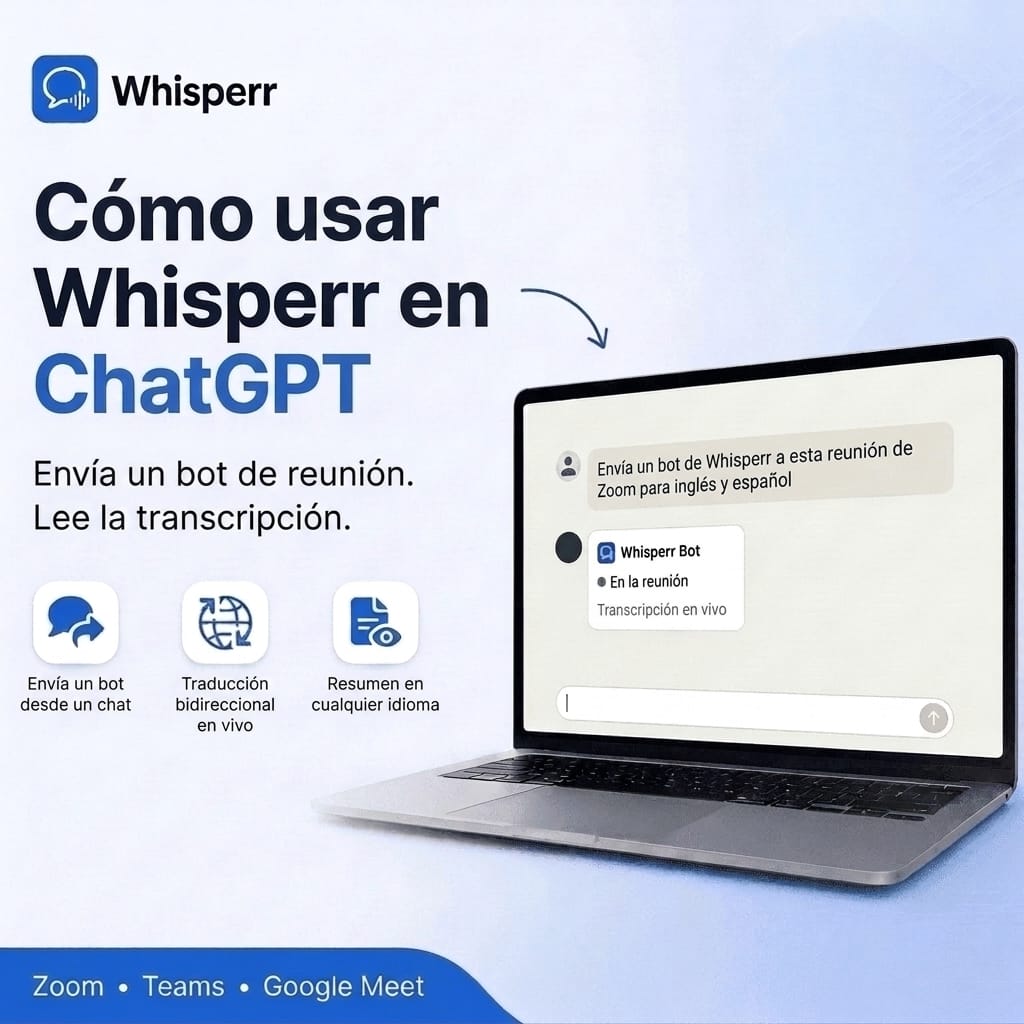 Cómo usar Whisperr en ChatGPT: envía un bot a tus reuniones y lee las transcripciones
