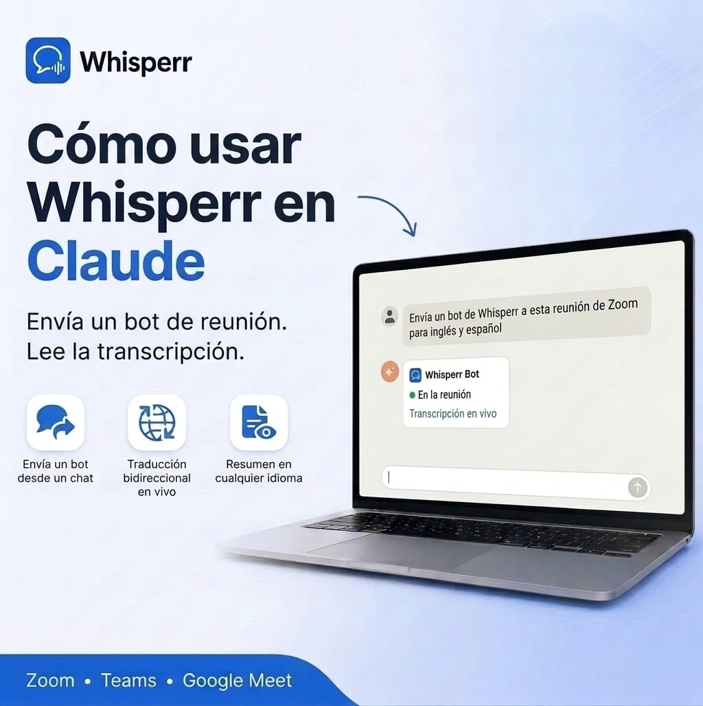 Cómo usar Whisperr en Claude: envía un bot de reuniones y lee transcripciones
