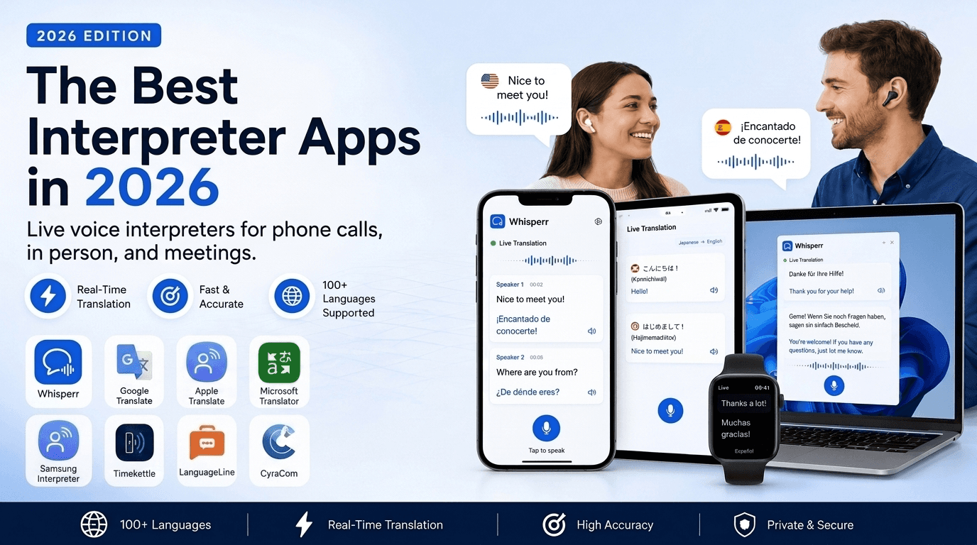 Best Interpreter Apps in 2026: Live Voice Interpreters for Phone, In-Person and Meetings
