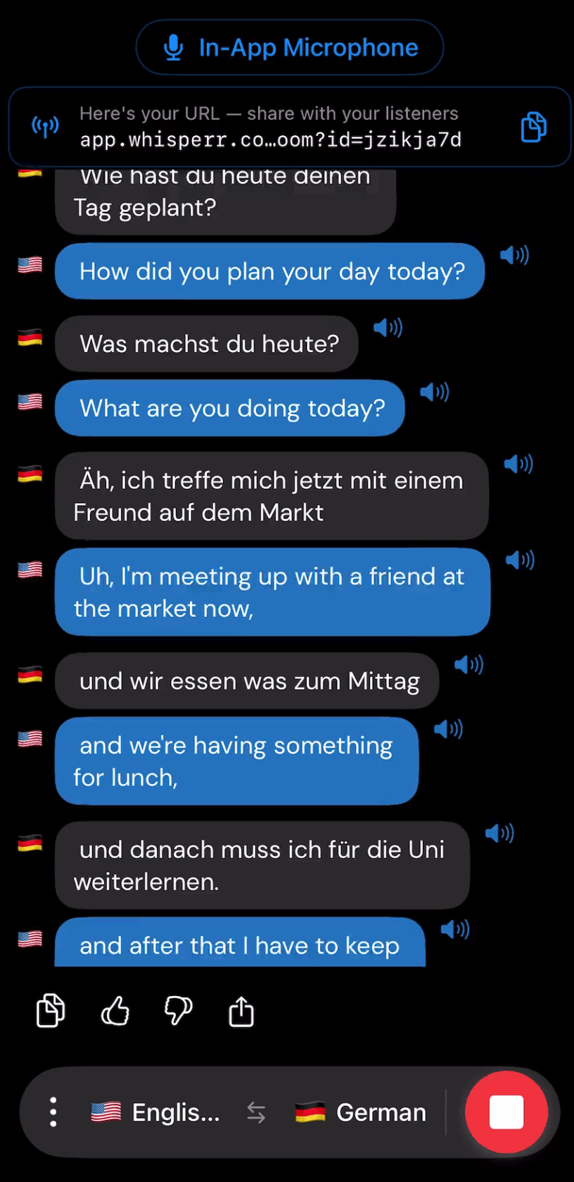 iphone  english german translation  dark mode