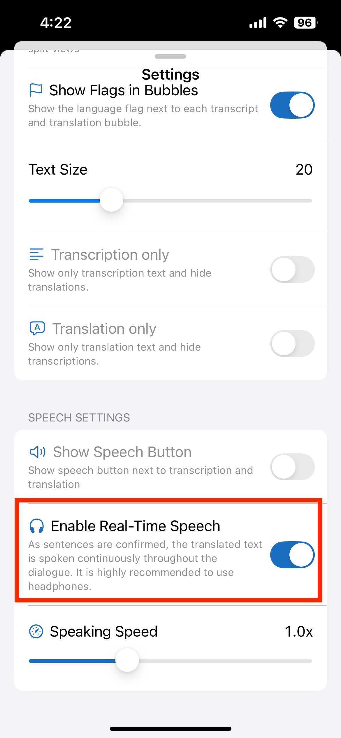 iphone light mode enable real-time speech setting.png
