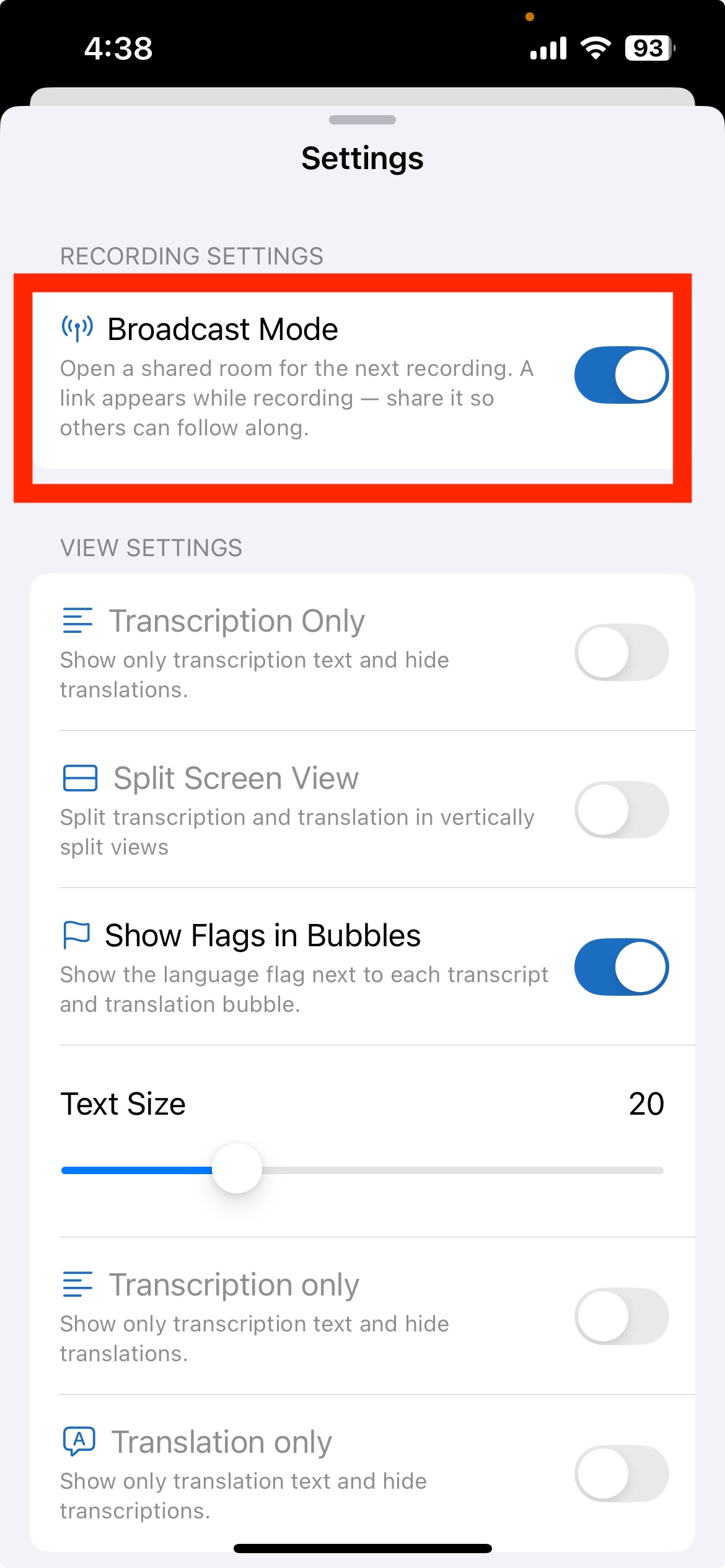 iphone light mode setting enable broadcast mode.png