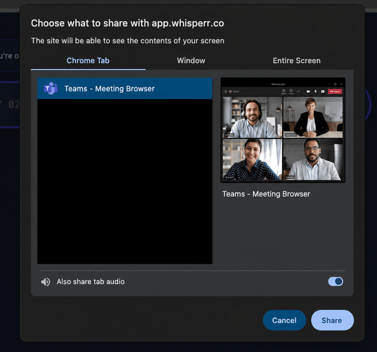 screen capture chrome select tab teams web app.png
