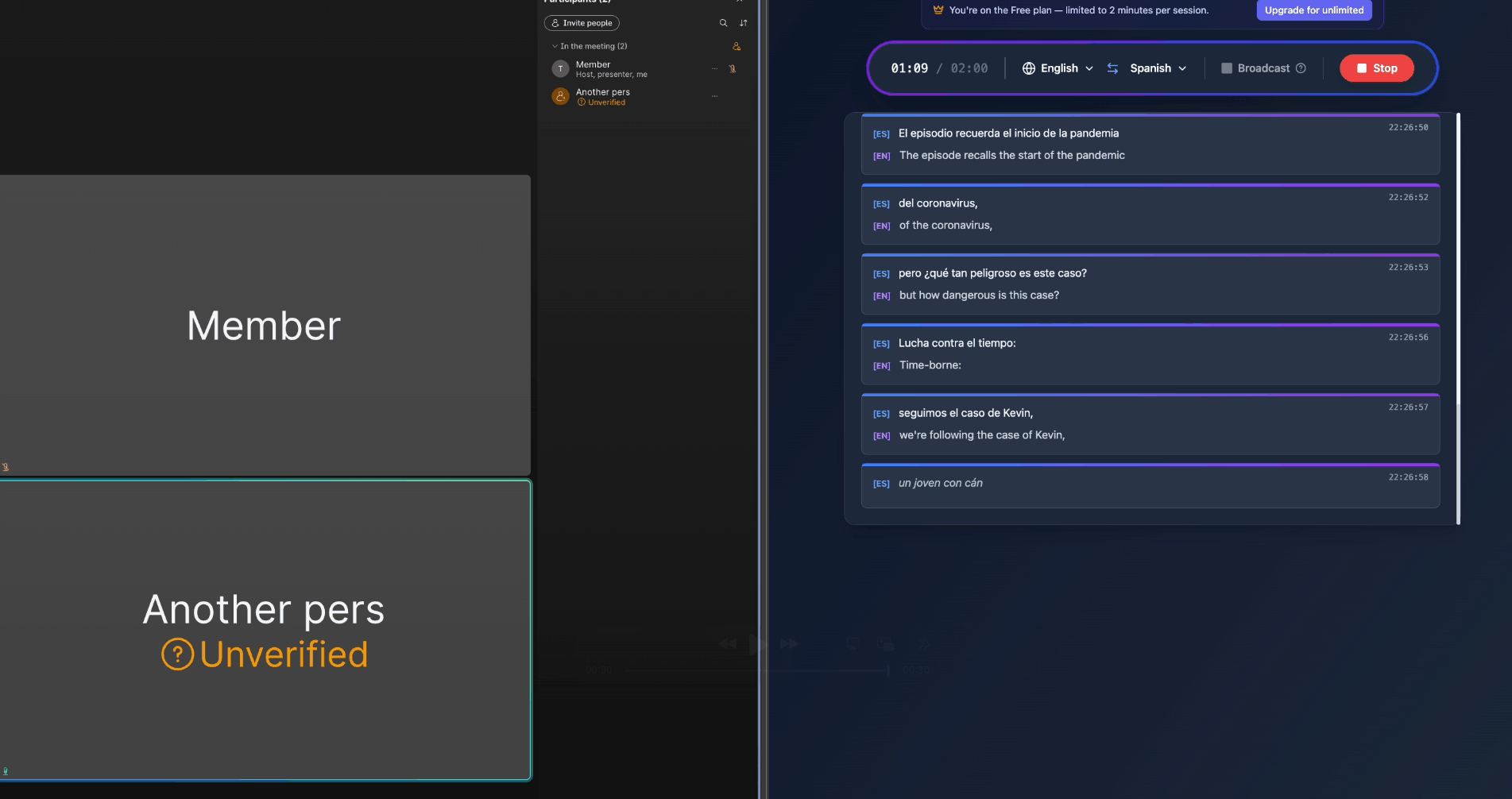web app screen capture split screen spanish to english translation.png