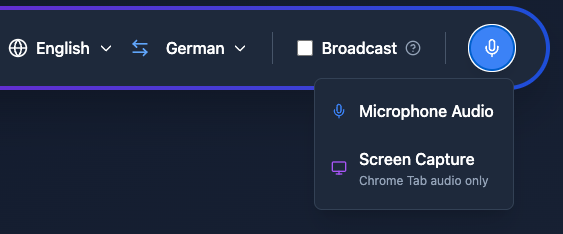 web app screen capture start english german dark mode.png