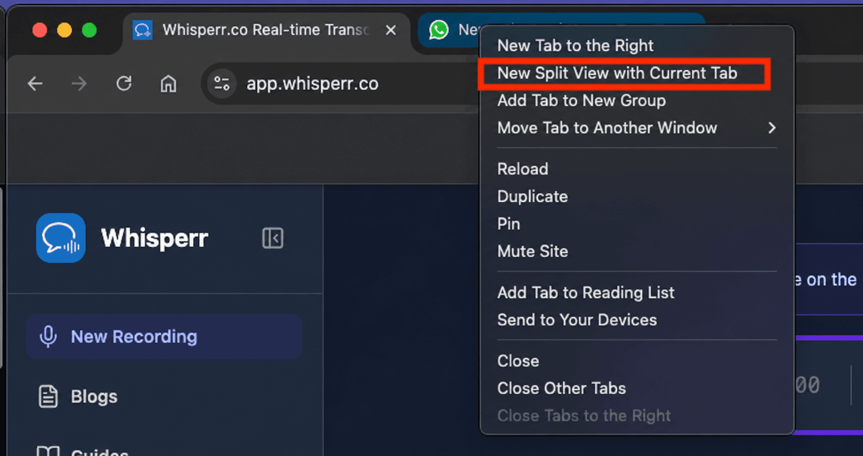 web app share tab whatsapp split screen.png