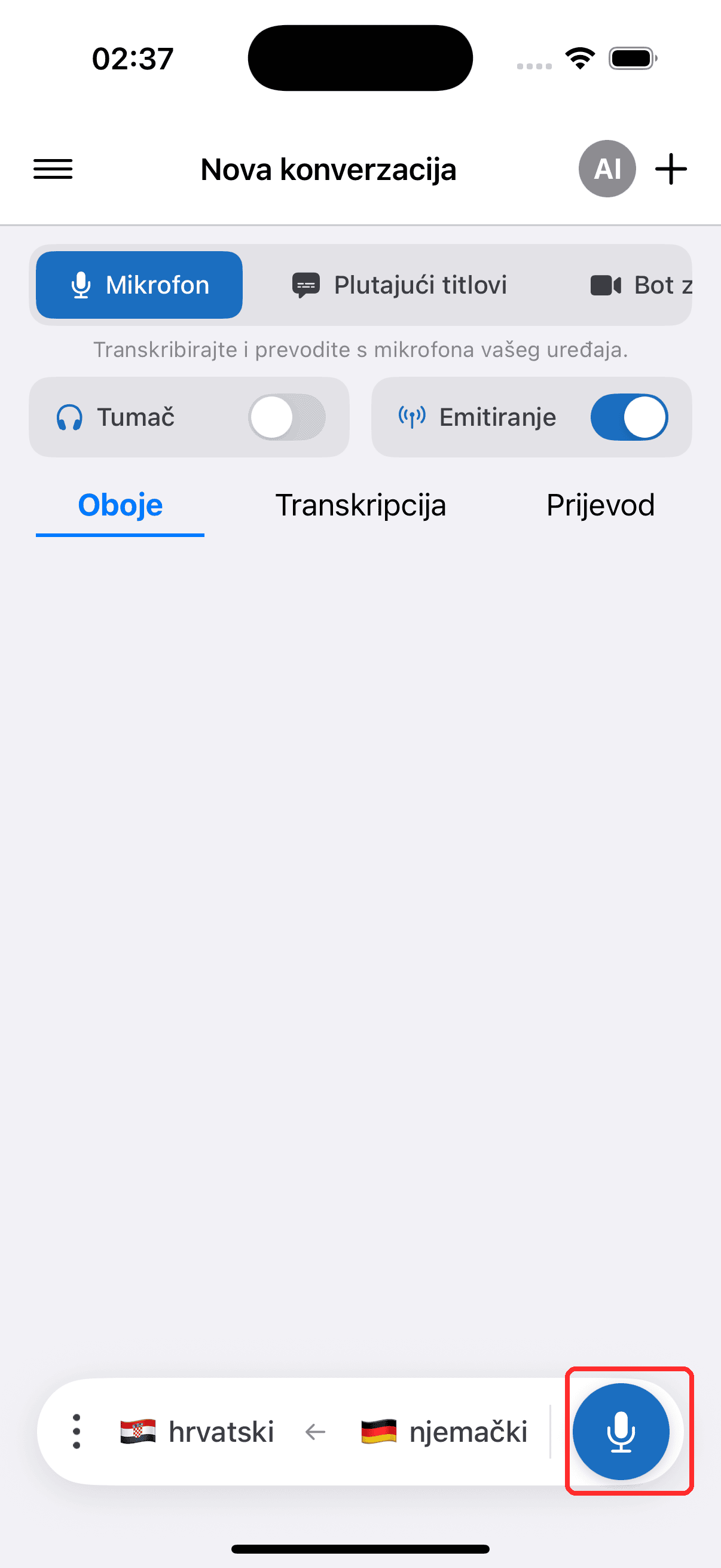 Tapping the record button to start on iPhone