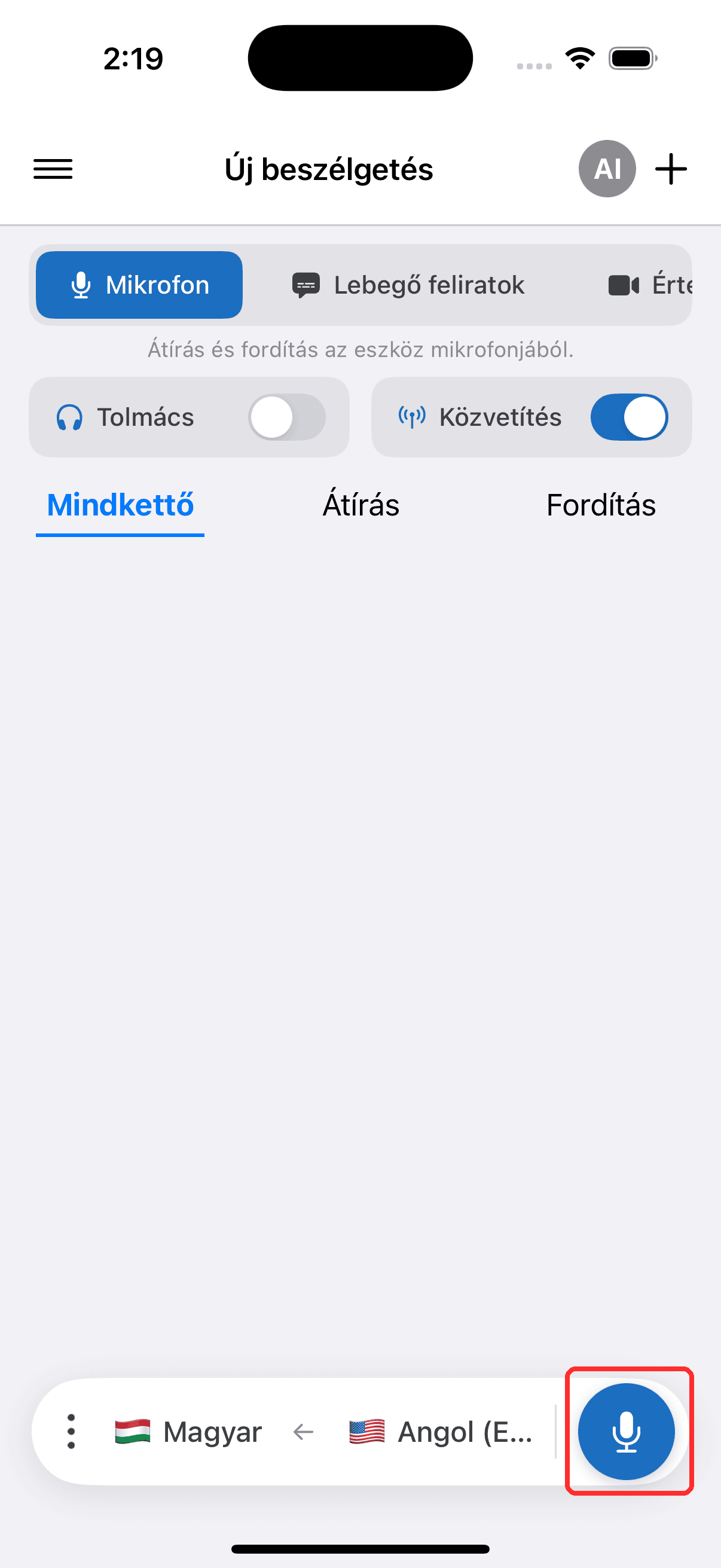 Tapping the record button to start on iPhone