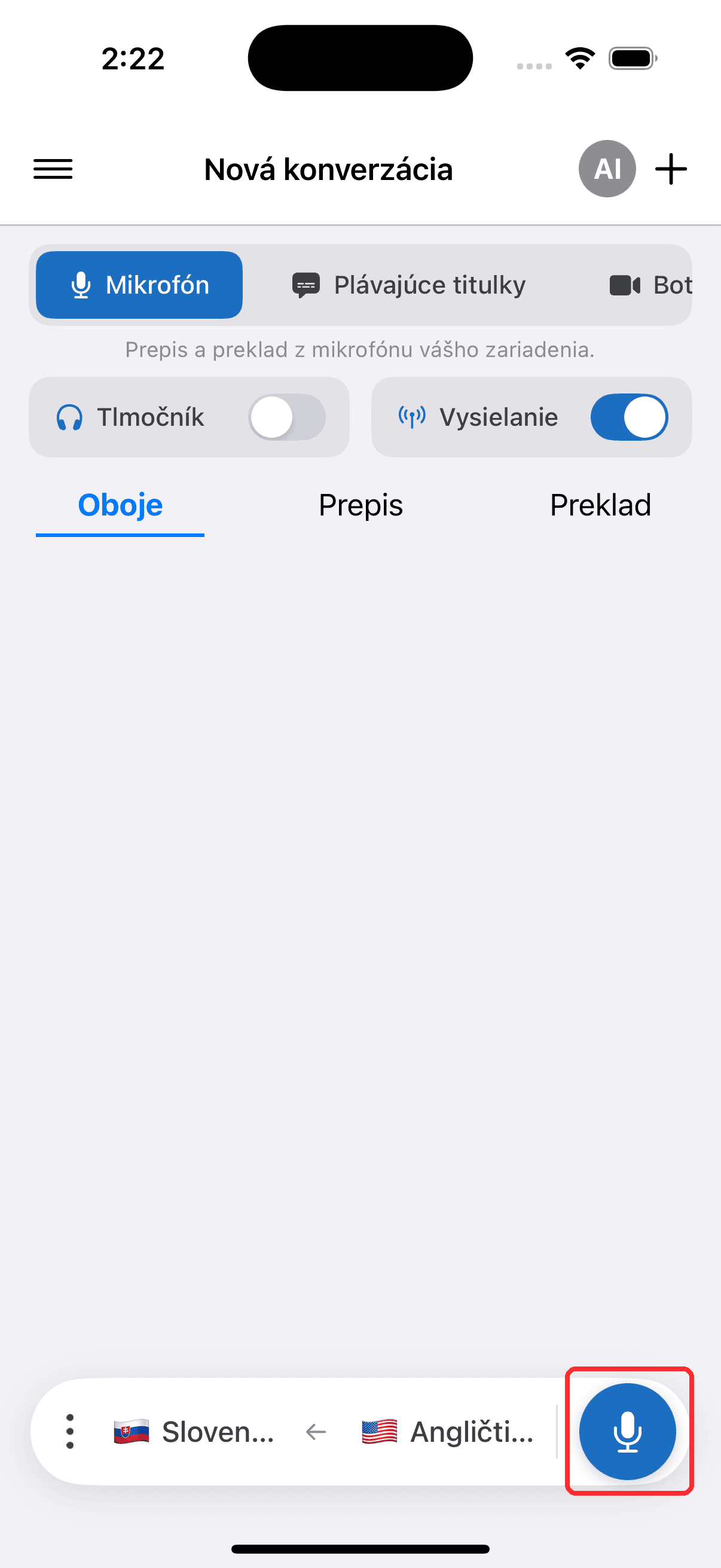 Tapping the record button to start on iPhone