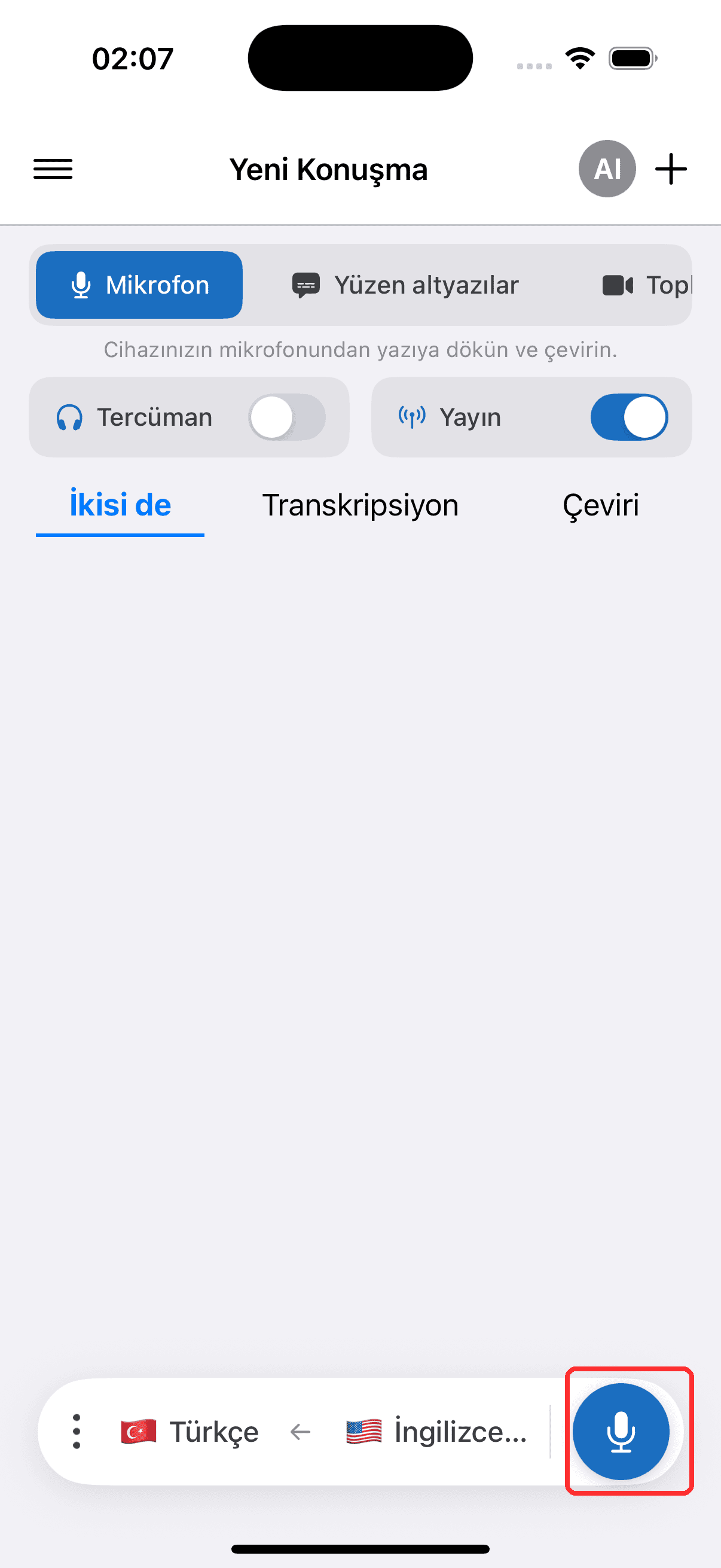 Tapping the record button to start on iPhone