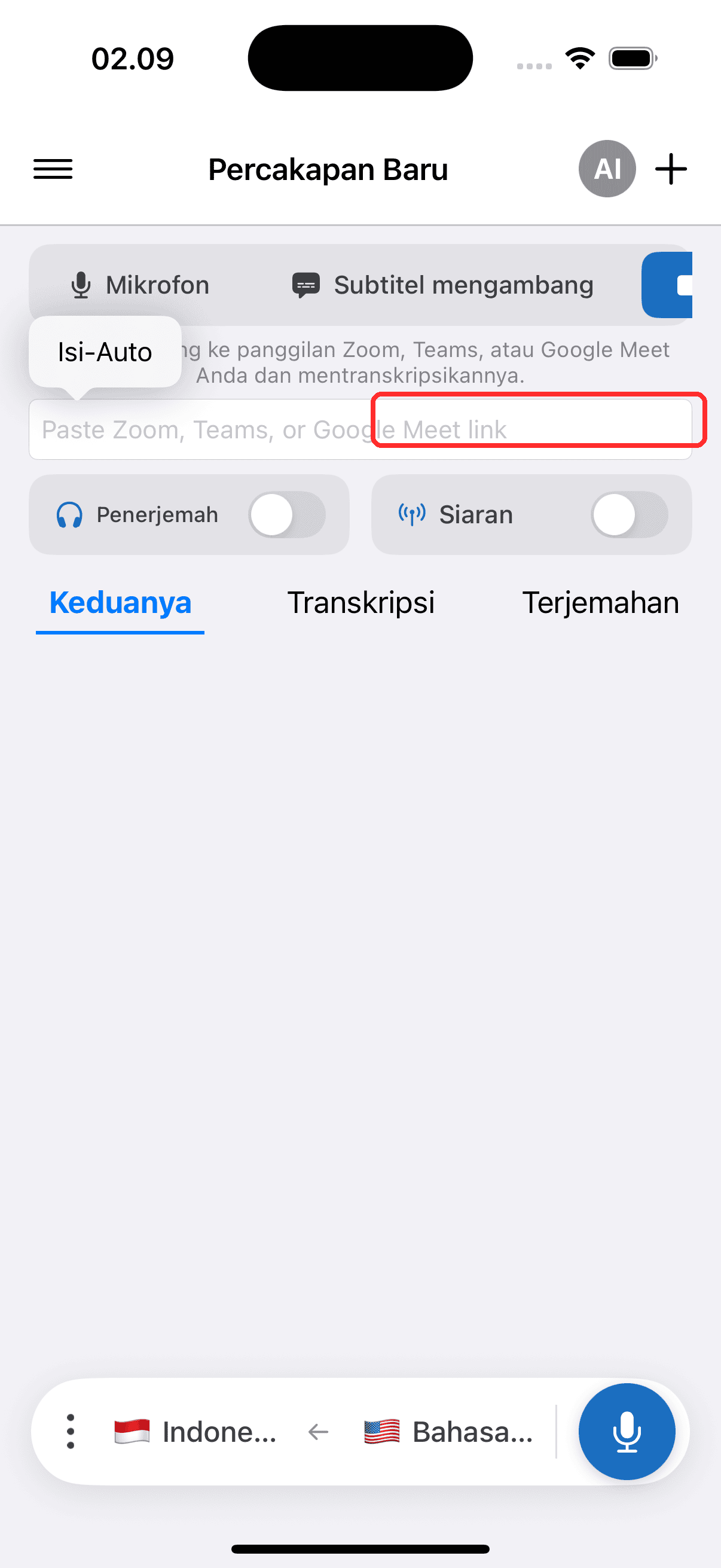 Turning on the Broadcast toggle on iPhone
