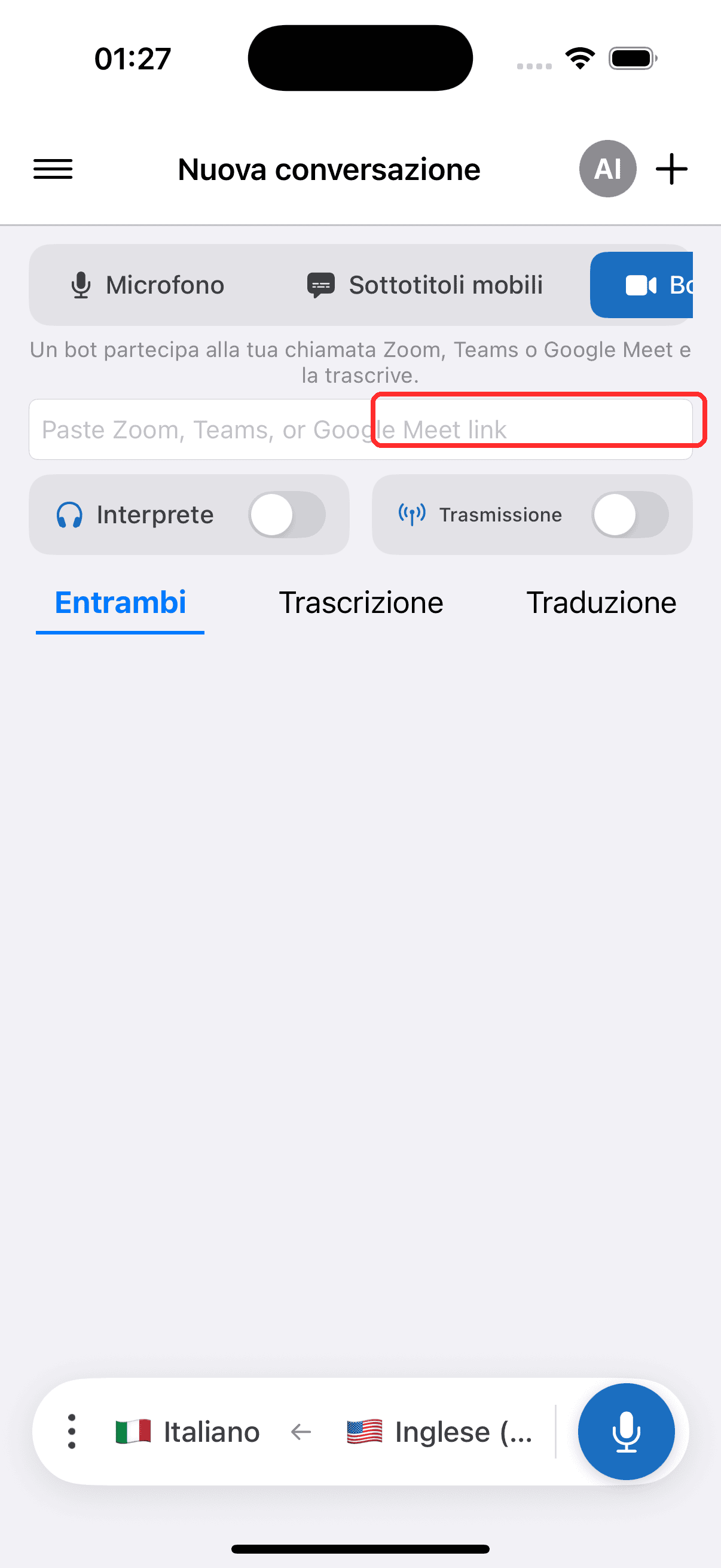 Turning on the Broadcast toggle on iPhone