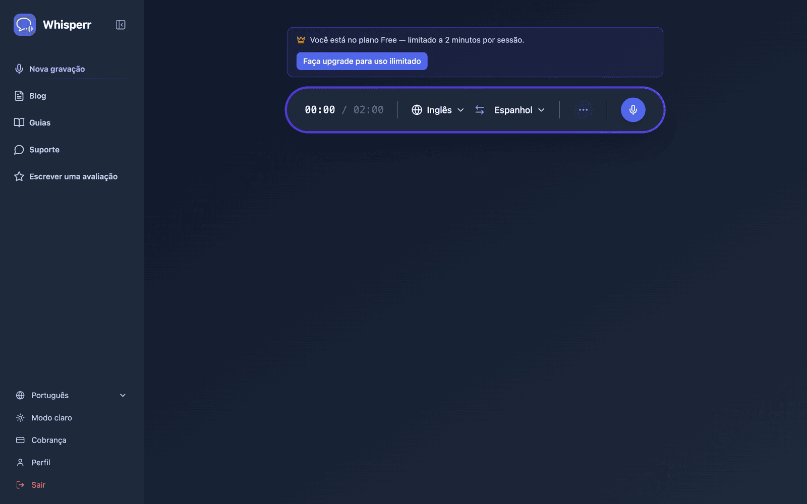 The Whisperr Web App open at app.whisperr.co