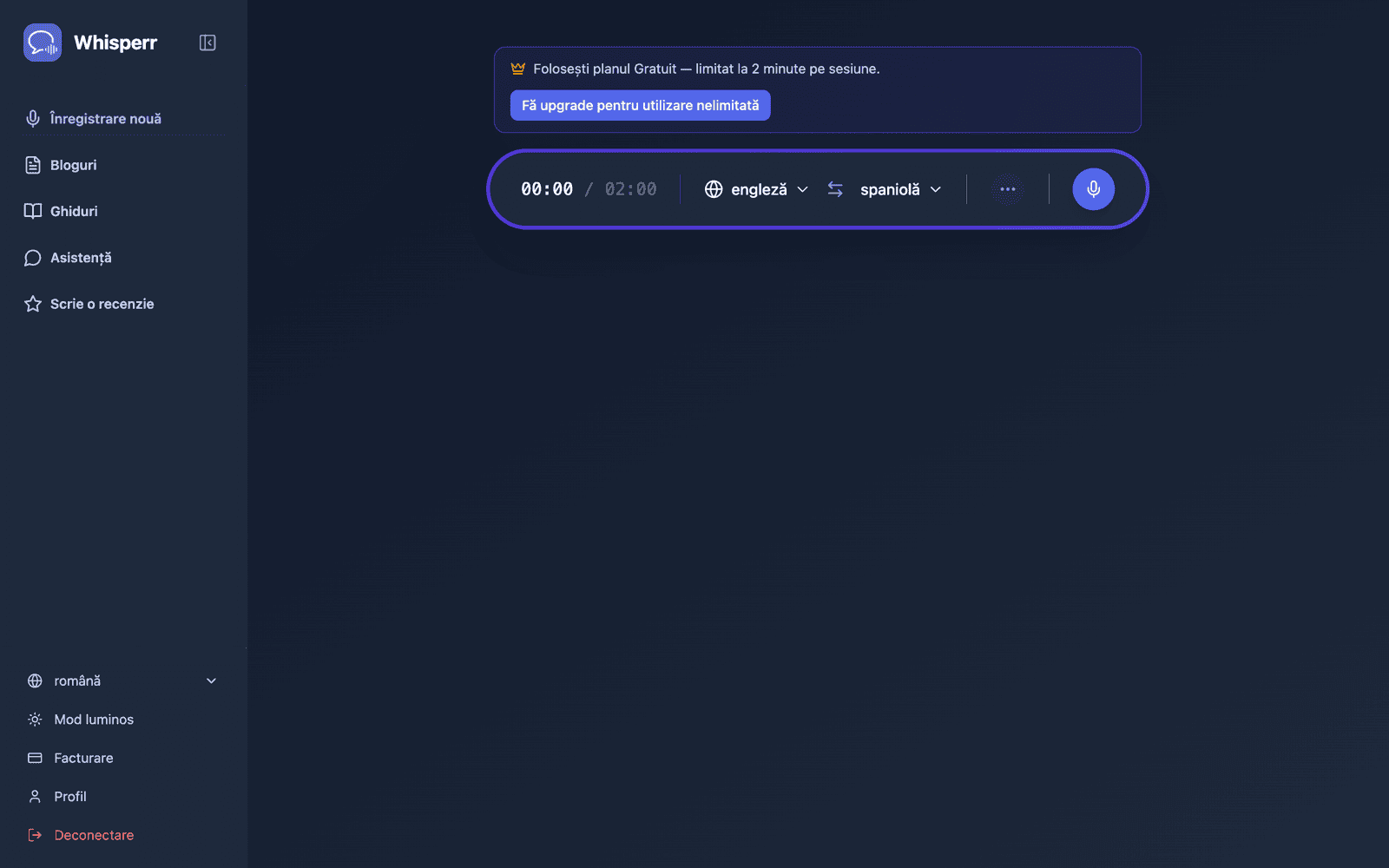 The Whisperr Web App open at app.whisperr.co