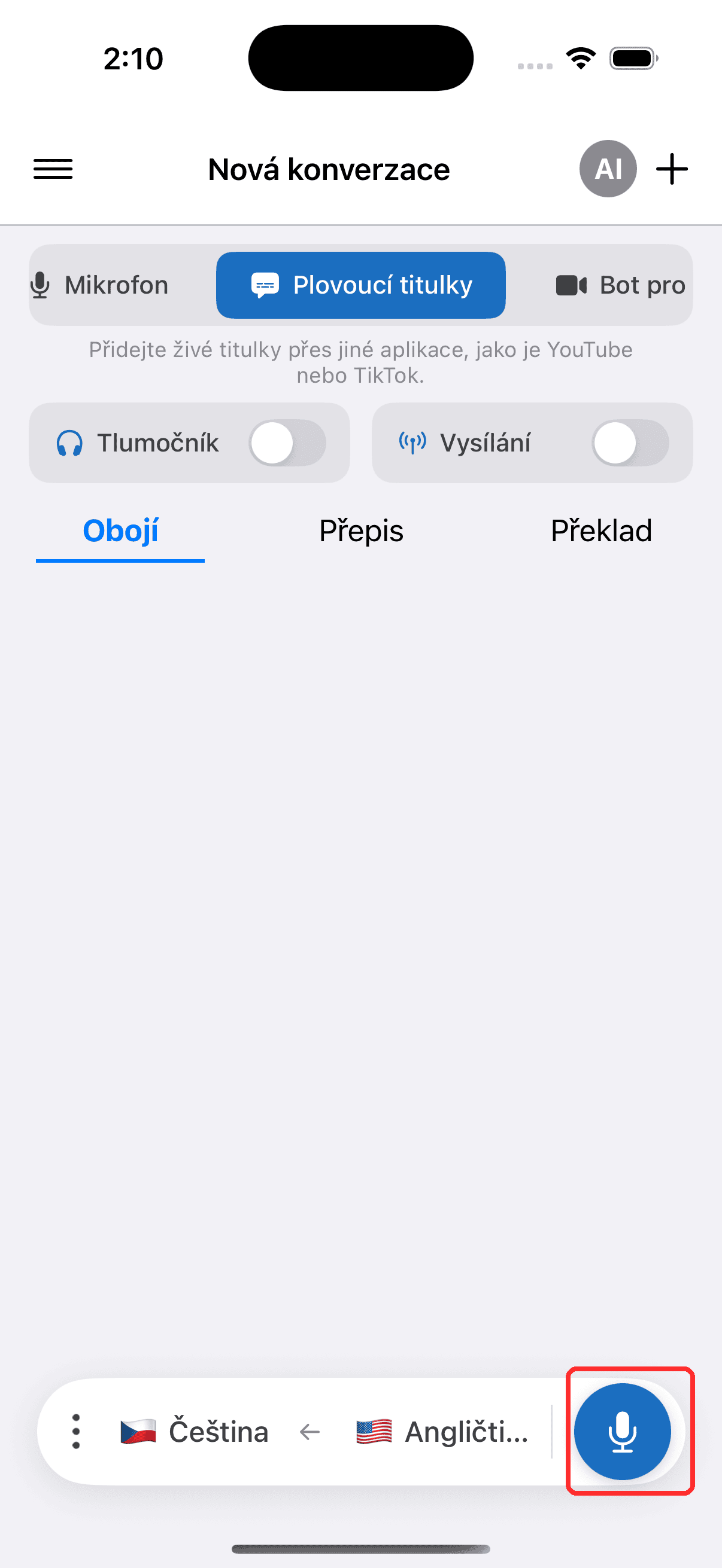 Tapping the record button to start on iPhone