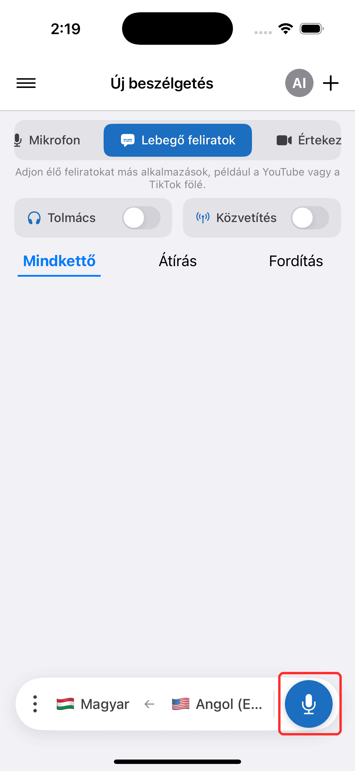 Tapping the record button to start on iPhone