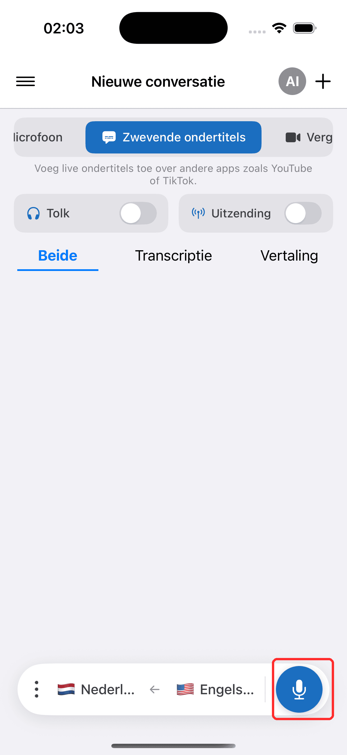 Tapping the record button to start on iPhone
