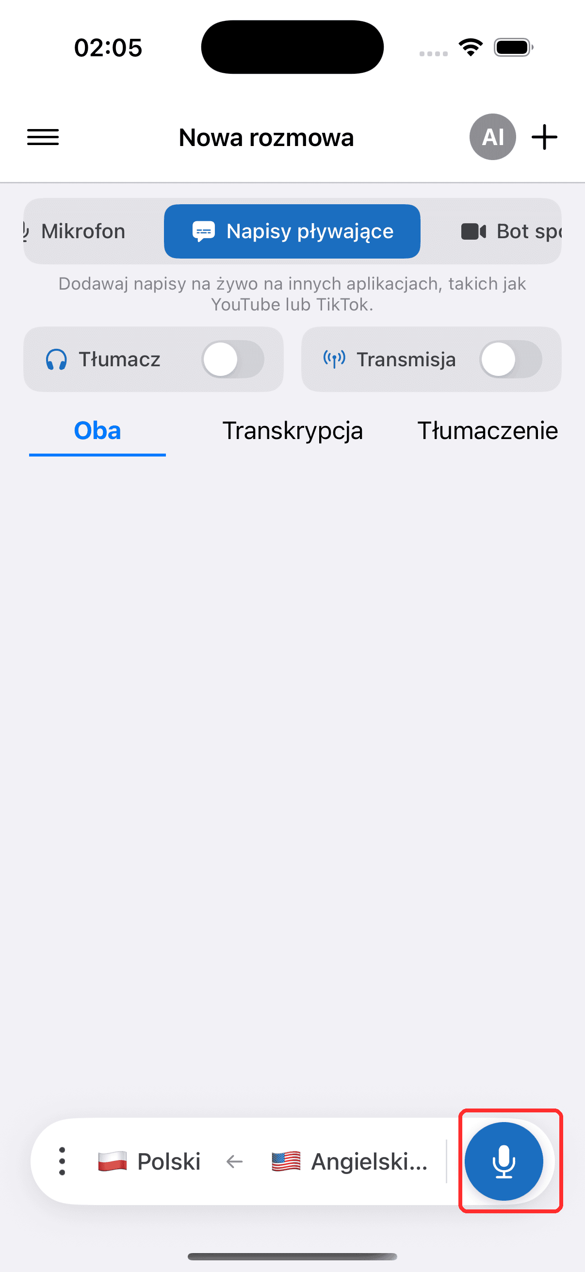 Tapping the record button to start on iPhone