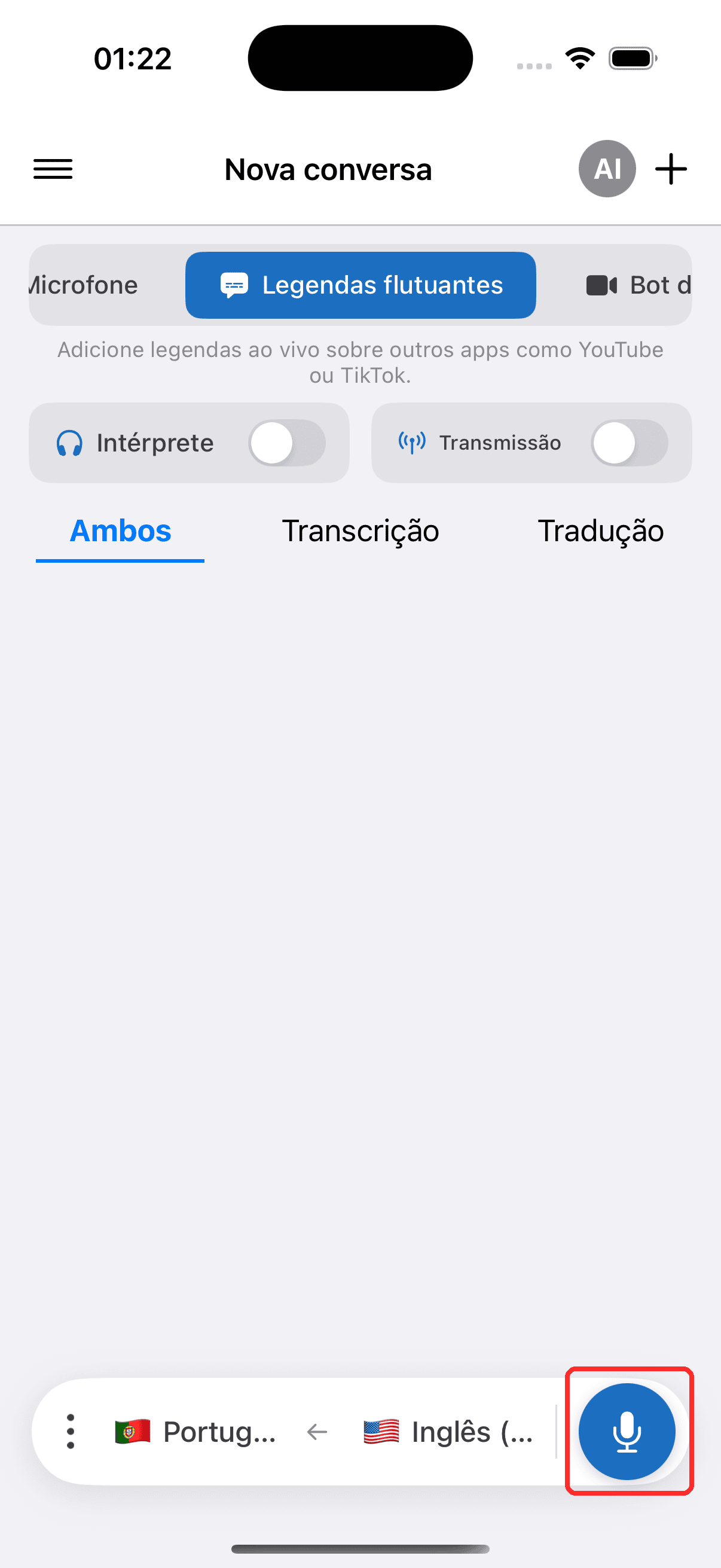 Tapping the record button to start on iPhone