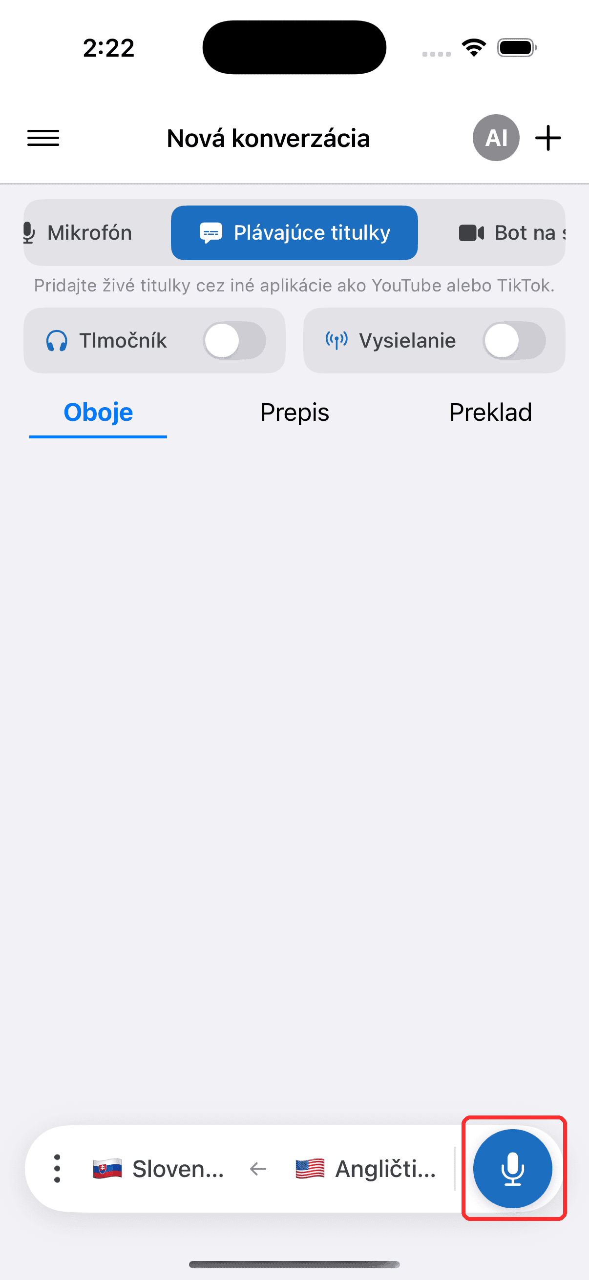Tapping the record button to start on iPhone