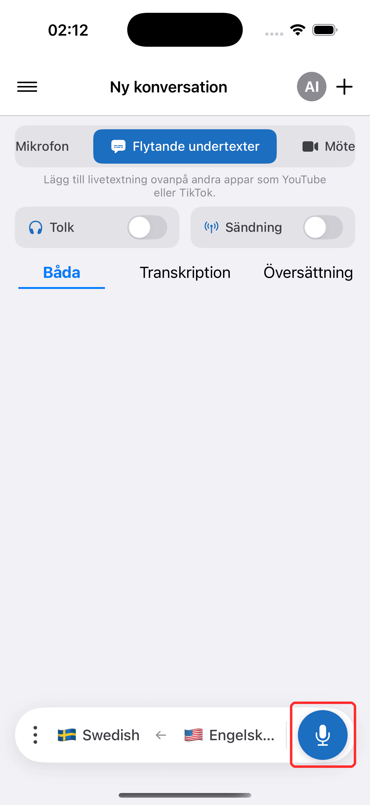 Tapping the record button to start on iPhone
