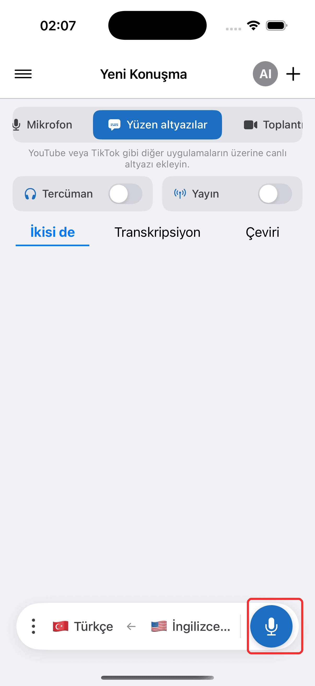 Tapping the record button to start on iPhone
