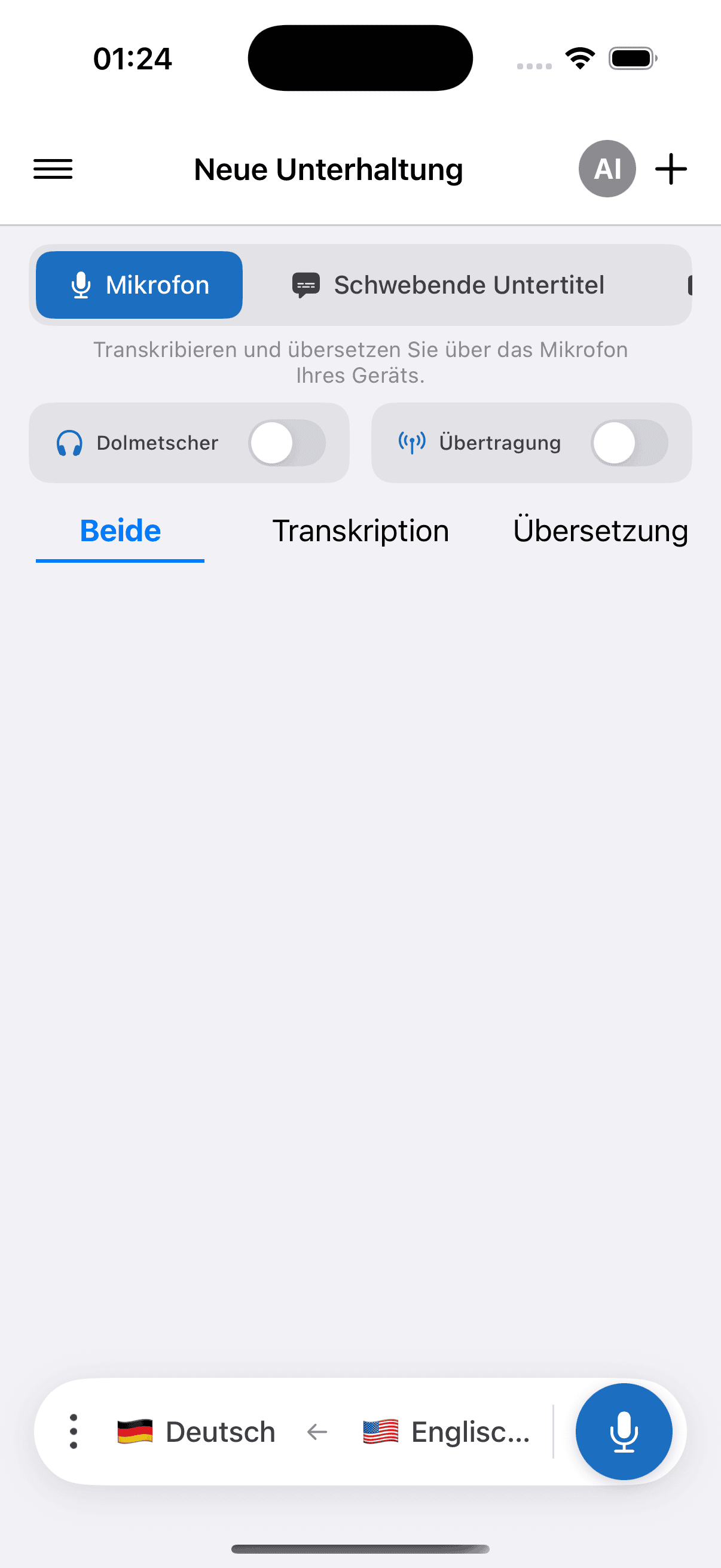 The Whisperr app open on a New Conversation screen