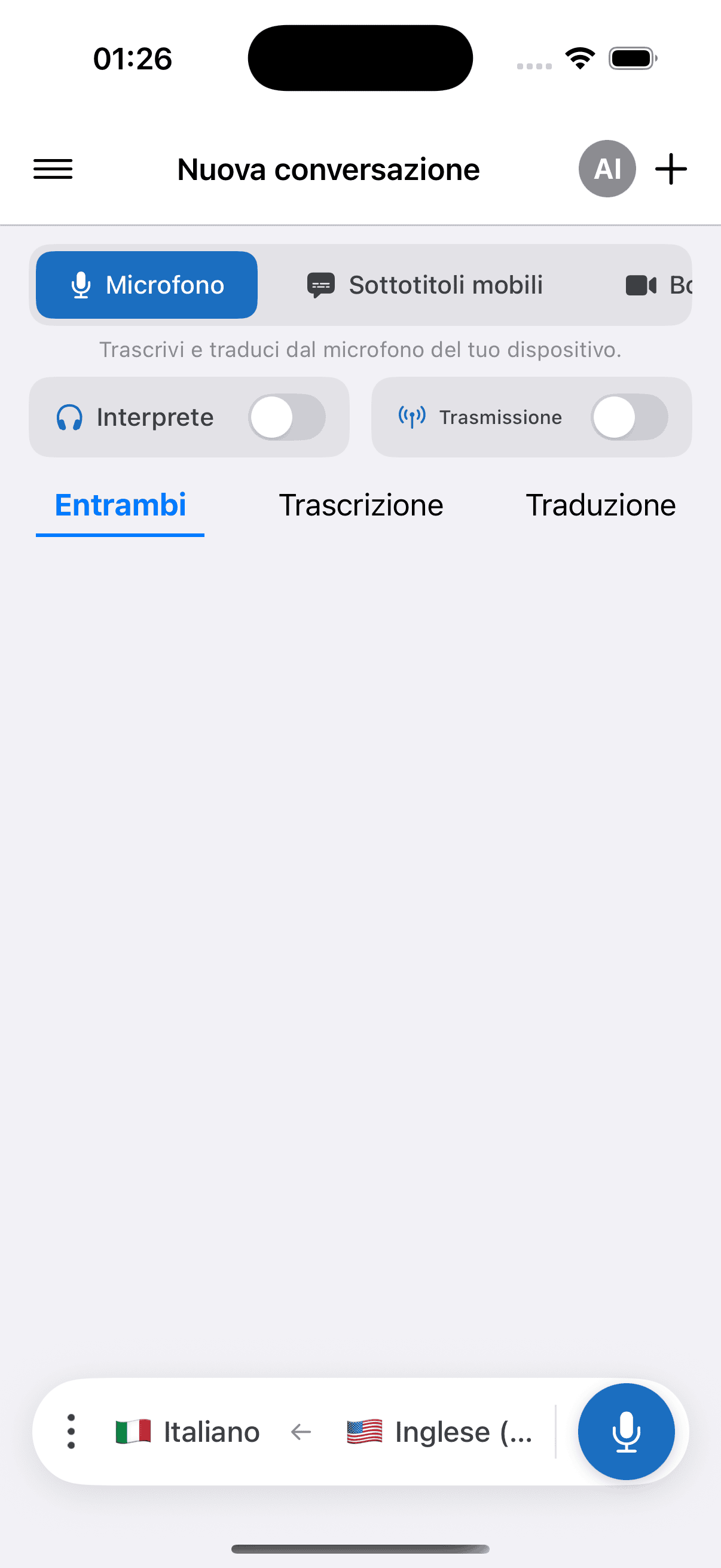The Whisperr app open on a New Conversation screen