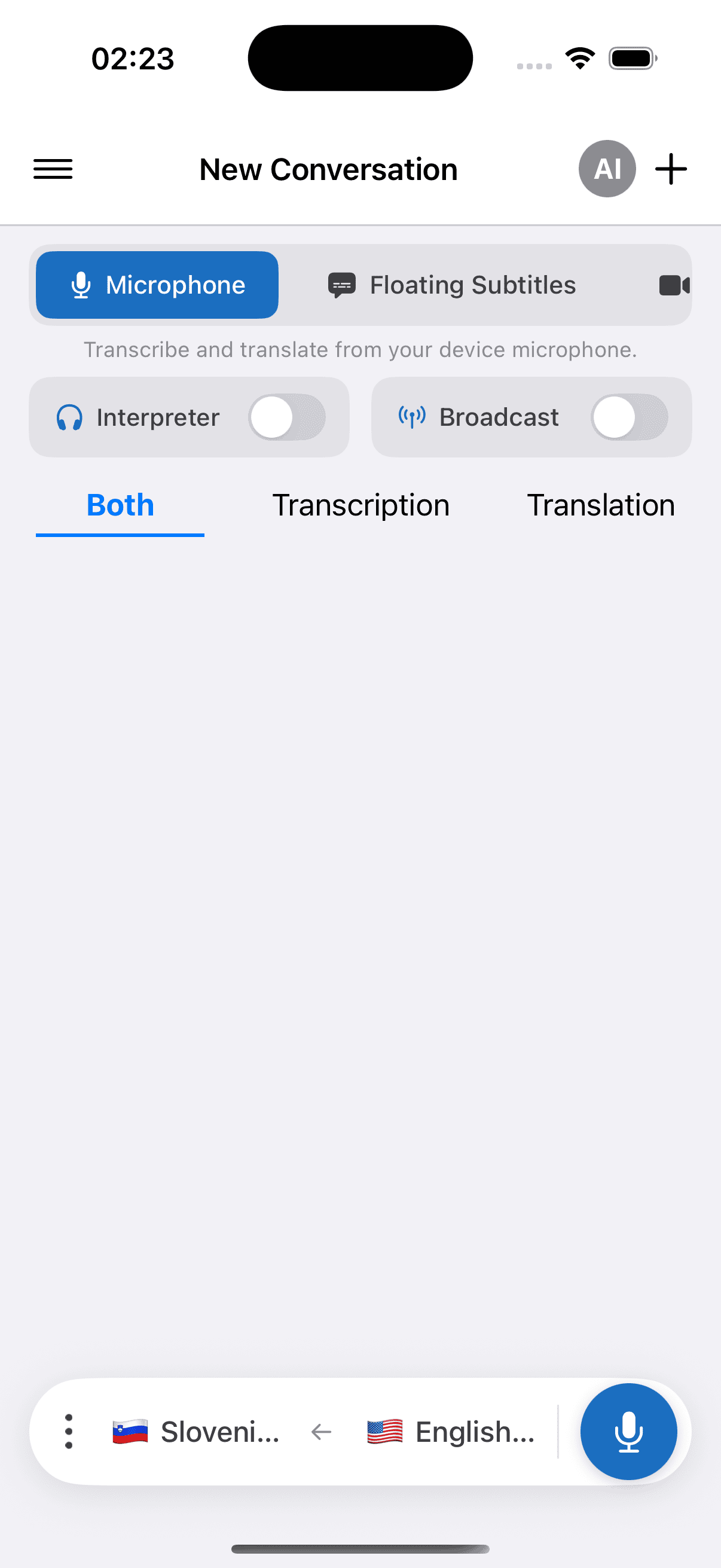 The Whisperr app open on a New Conversation screen